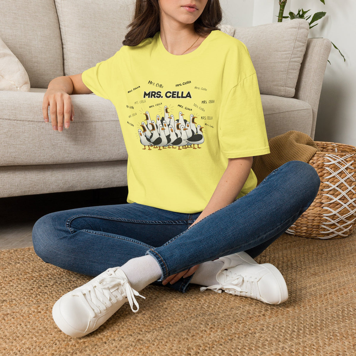 Mrs. Cella- Seagull Crew Graphic T-Shirt — Personalized