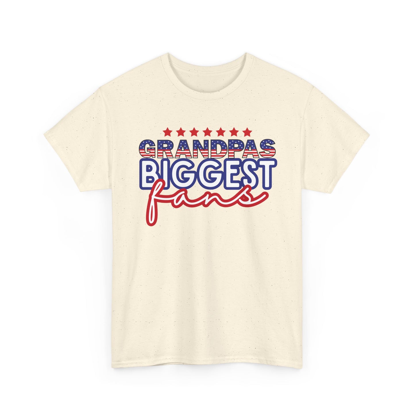 Custom- Jolly- Grandpa's Biggest Fan Unisex Heavy Cotton Tee - Patriotic Family Shirt