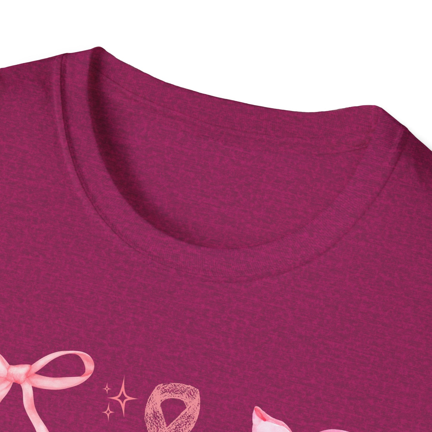 Breast Cancer Bows Awareness Tee, Unisex Softstyle T-Shirt
