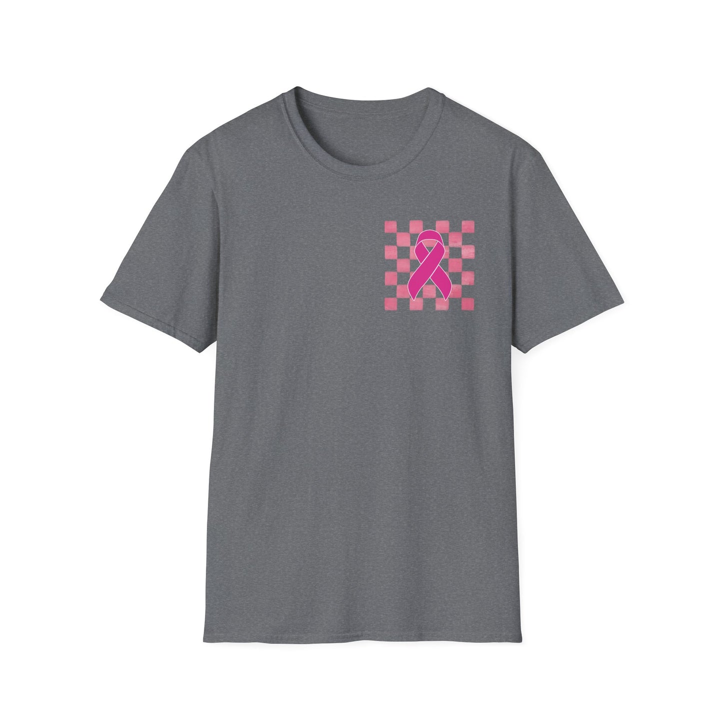 Checkered Pink Ribbon Awareness T-Shirt | Softstyle Tee