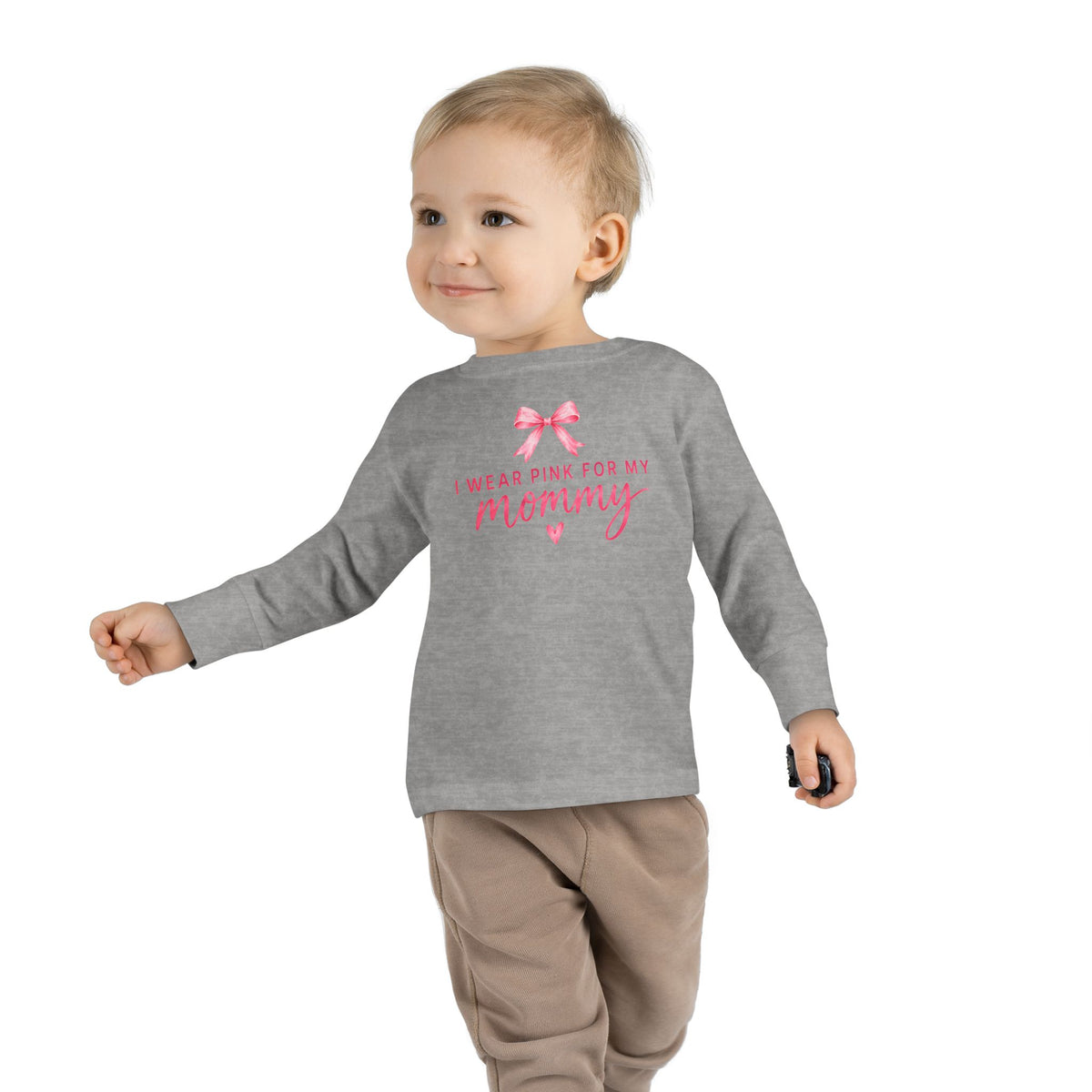 "I wear Pink for my Mommy" Breast Cancer Awareness -Toddler Long Sleeve Tee