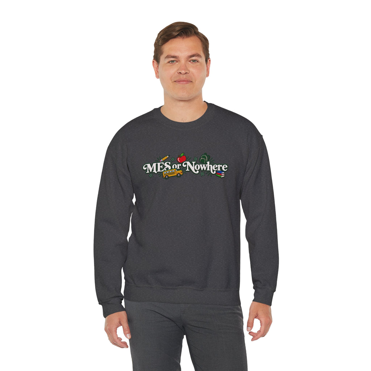"MES or Nowhere w/ School Things" - Moriches Crewneck Sweatshirt