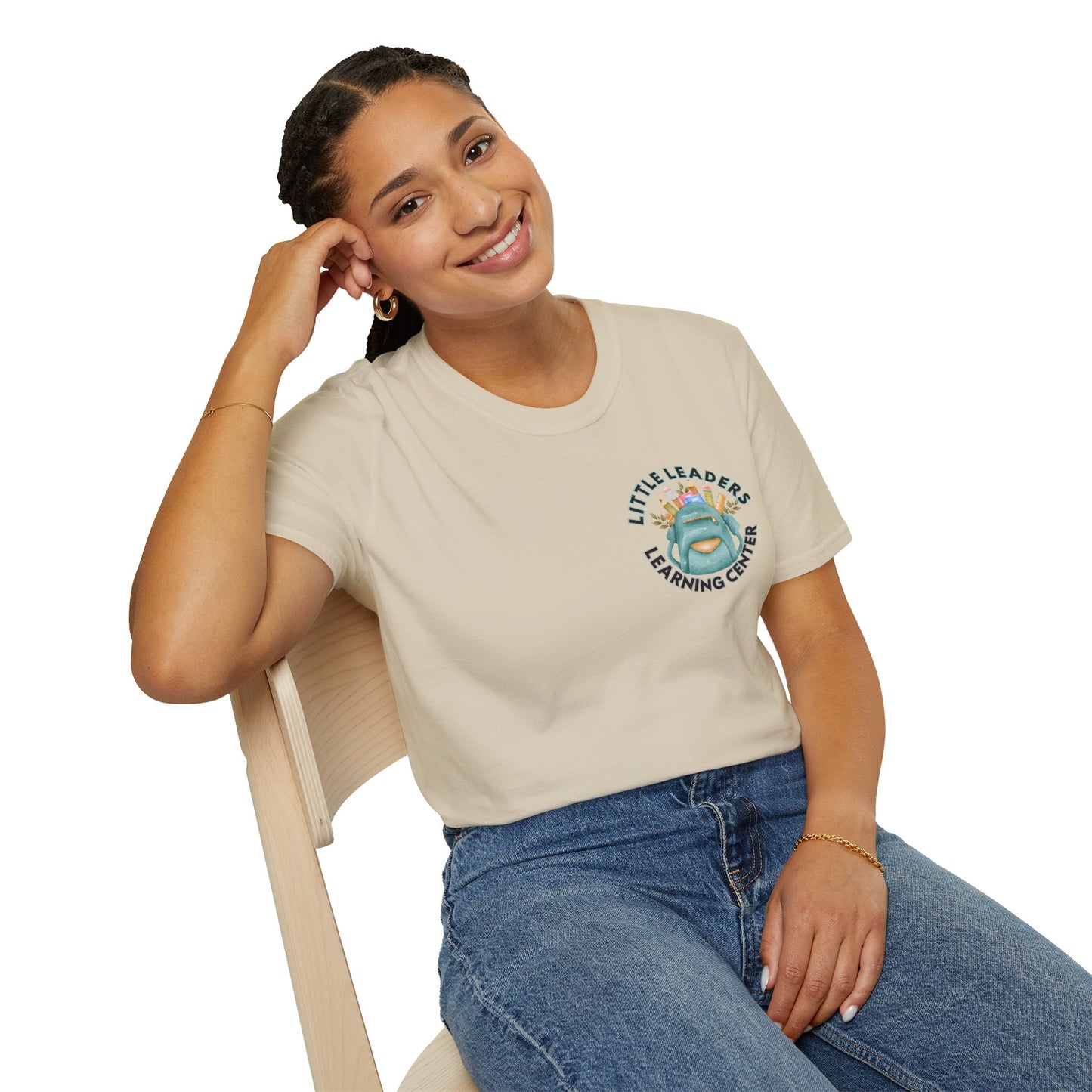 Little Leaders Teacher w/ Backpack Design Unisex Softstyle T-Shirt