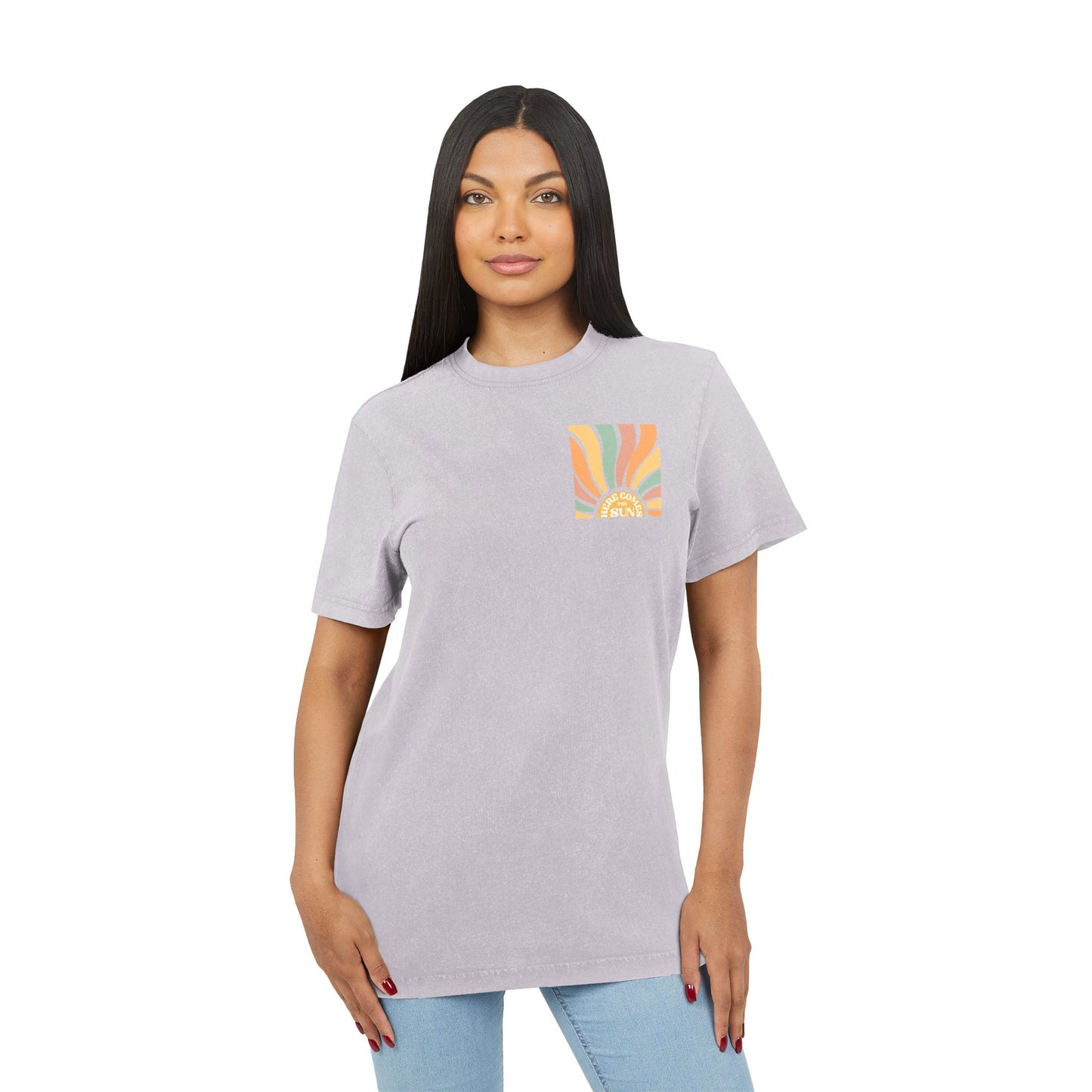Here Comes the Sun Design- Acid Washed Tee for Summer