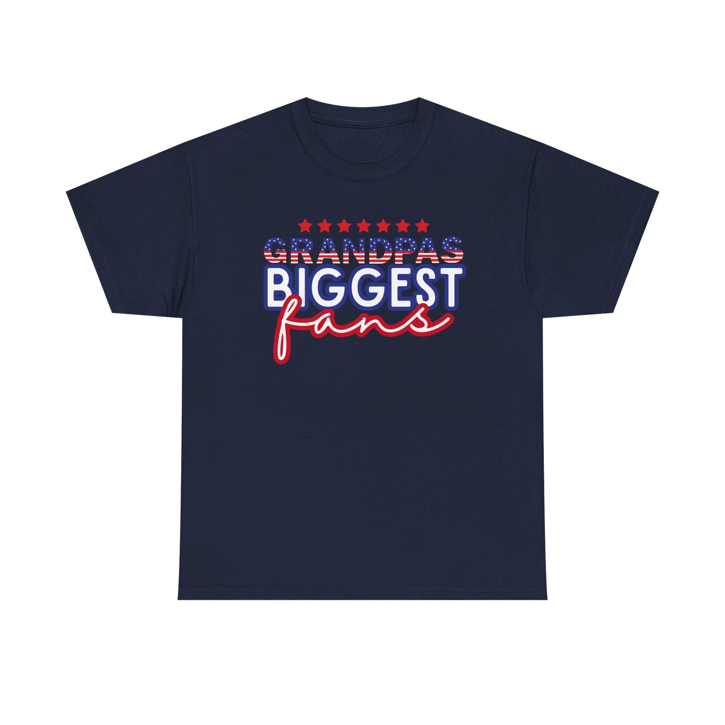 Custom- Jolly- Grandpa's Biggest Fan Unisex Heavy Cotton Tee - Patriotic Family Shirt