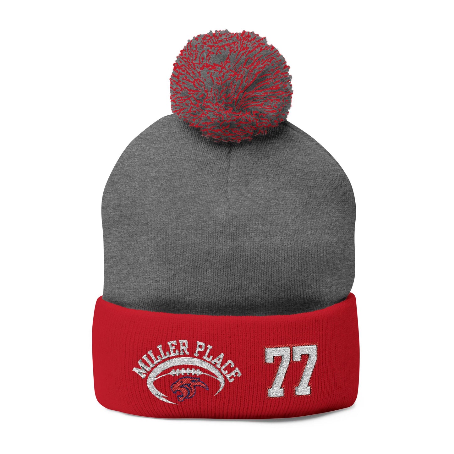 #77 Miller Place Football Winter PomPom Hat