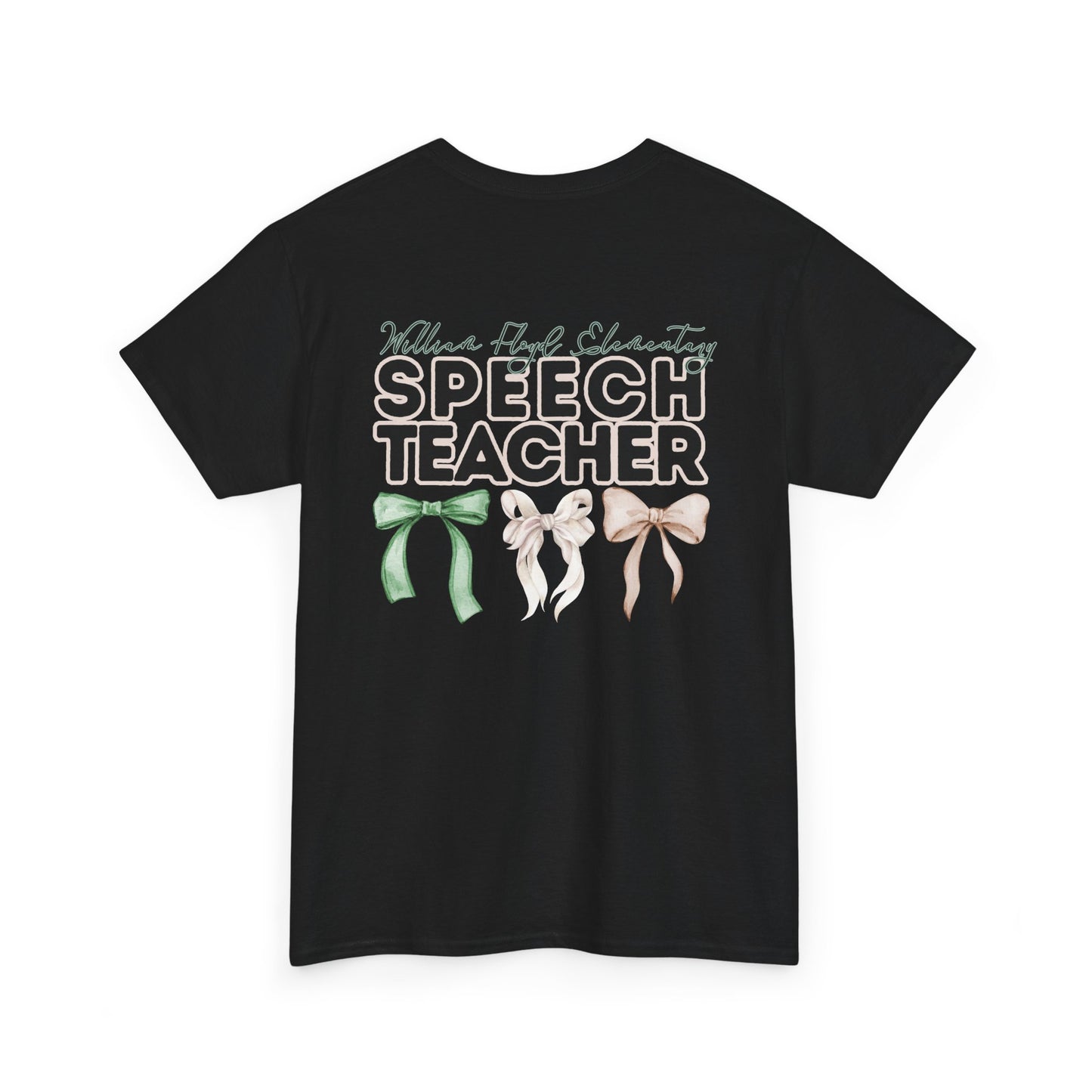 WFE Speech Teacher and Bows- Unisex Heavy Cotton Tee with Bow Design