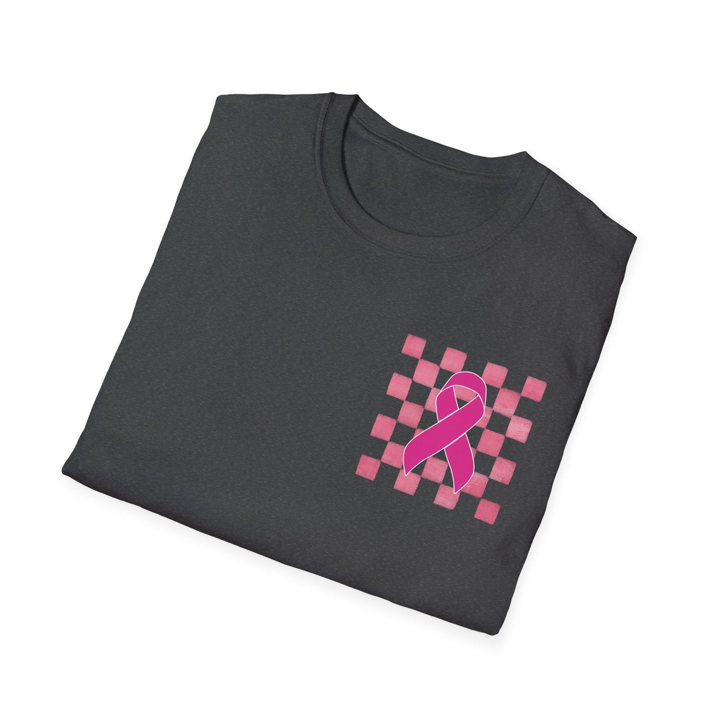Checkered Pink Ribbon Awareness T-Shirt | Softstyle Tee