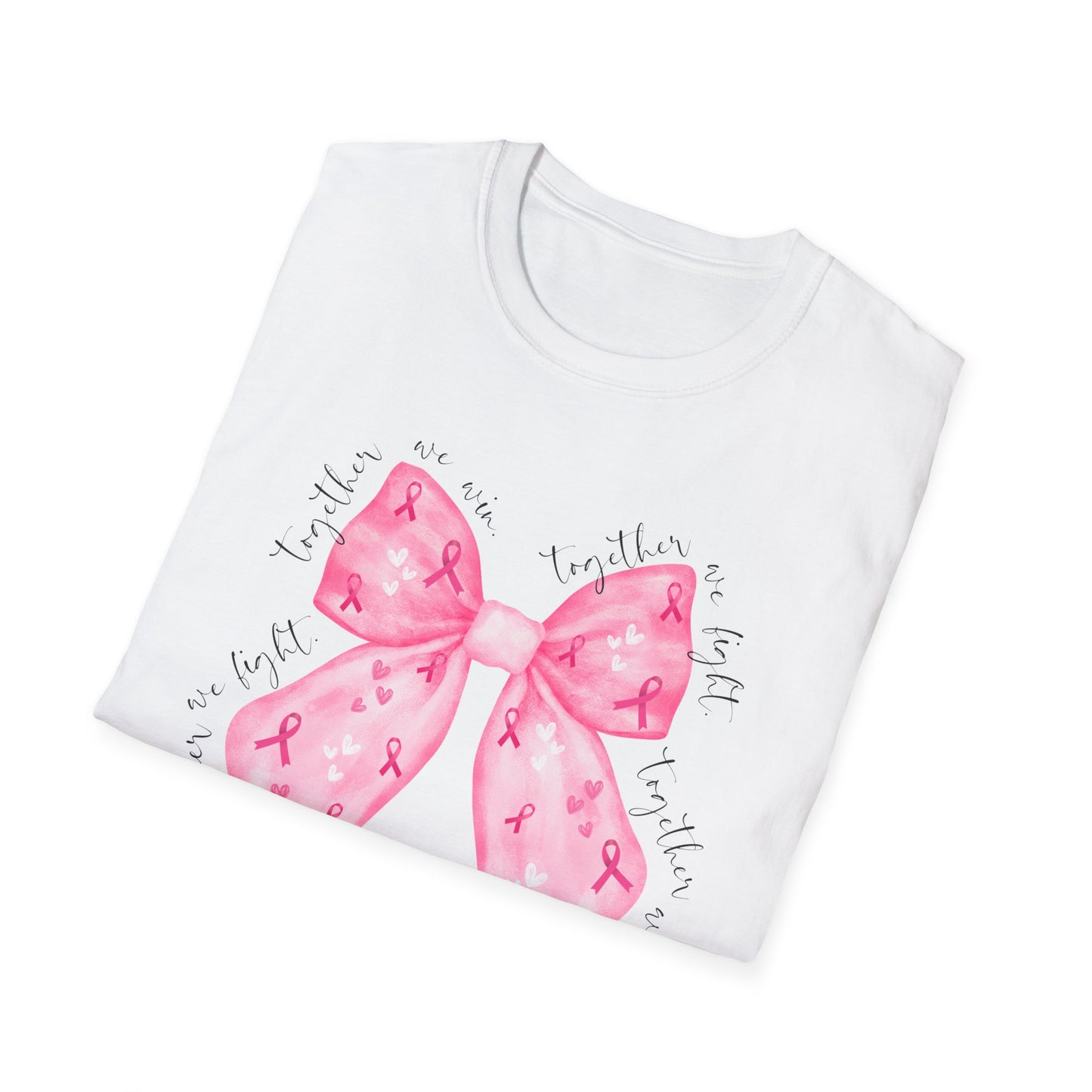 We Fight, We Win- Breast Cancer Awareness Tee, Unisex Softstyle T-Shirt