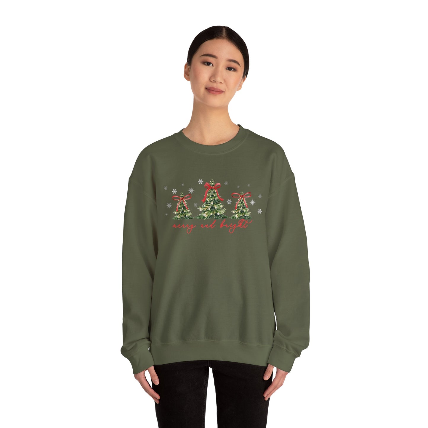Christmas Trees "Merry and Bright" Christmas Crewneck