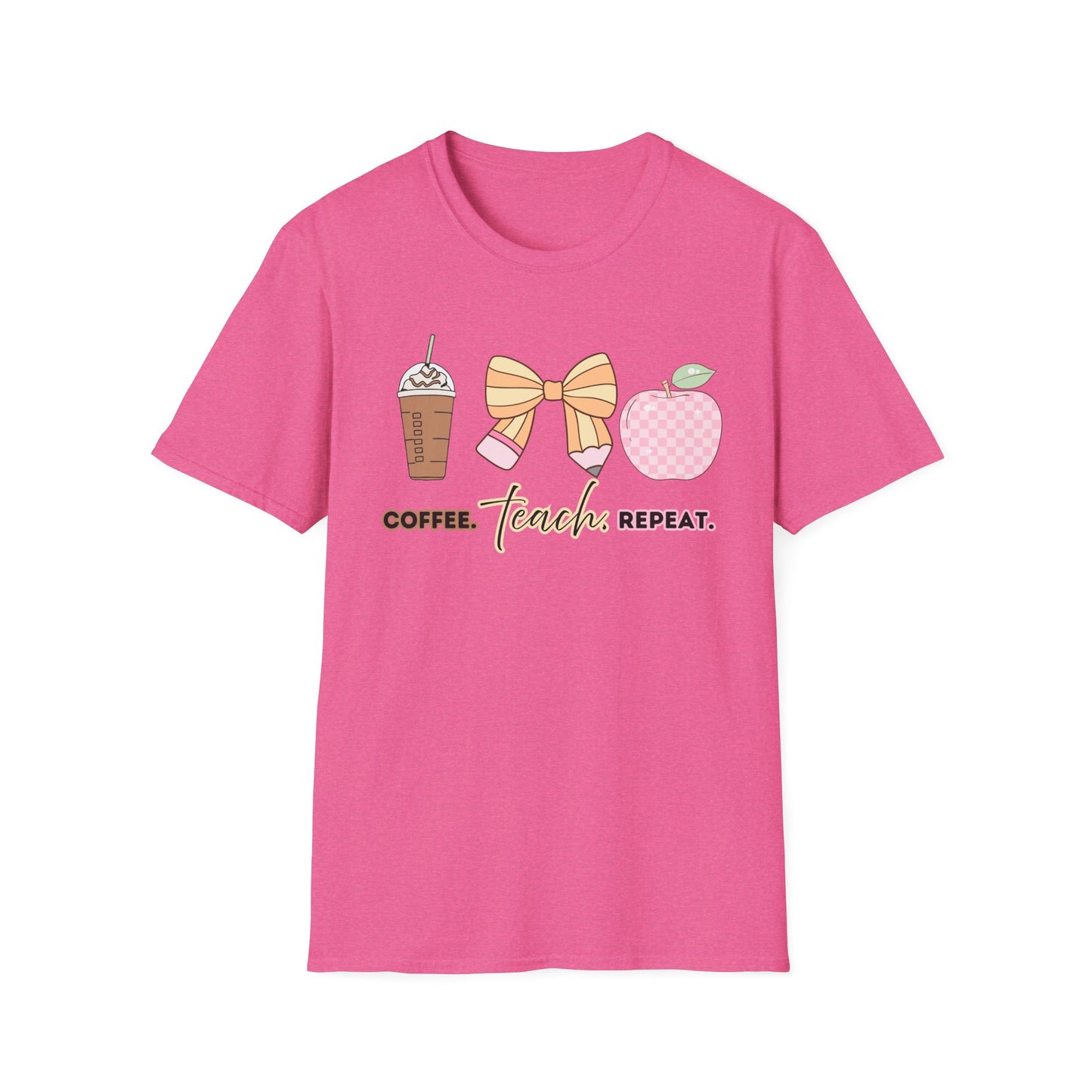 Coffee Teach Repeat Unisex Softstyle T-Shirt - Teacher