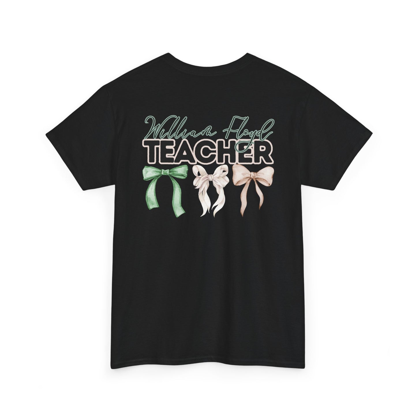 Floyd Strong Teacher and Bows- Unisex Heavy Cotton Tee with Bow Design