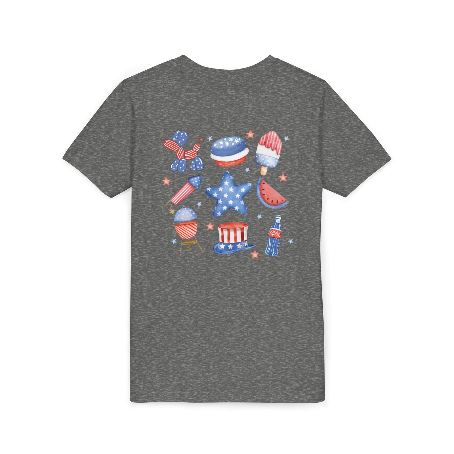 Stars, Stripes & Snacks Youth Tee for Kids, USA - Kids Short Sleeve Shirt, Holiday Mini