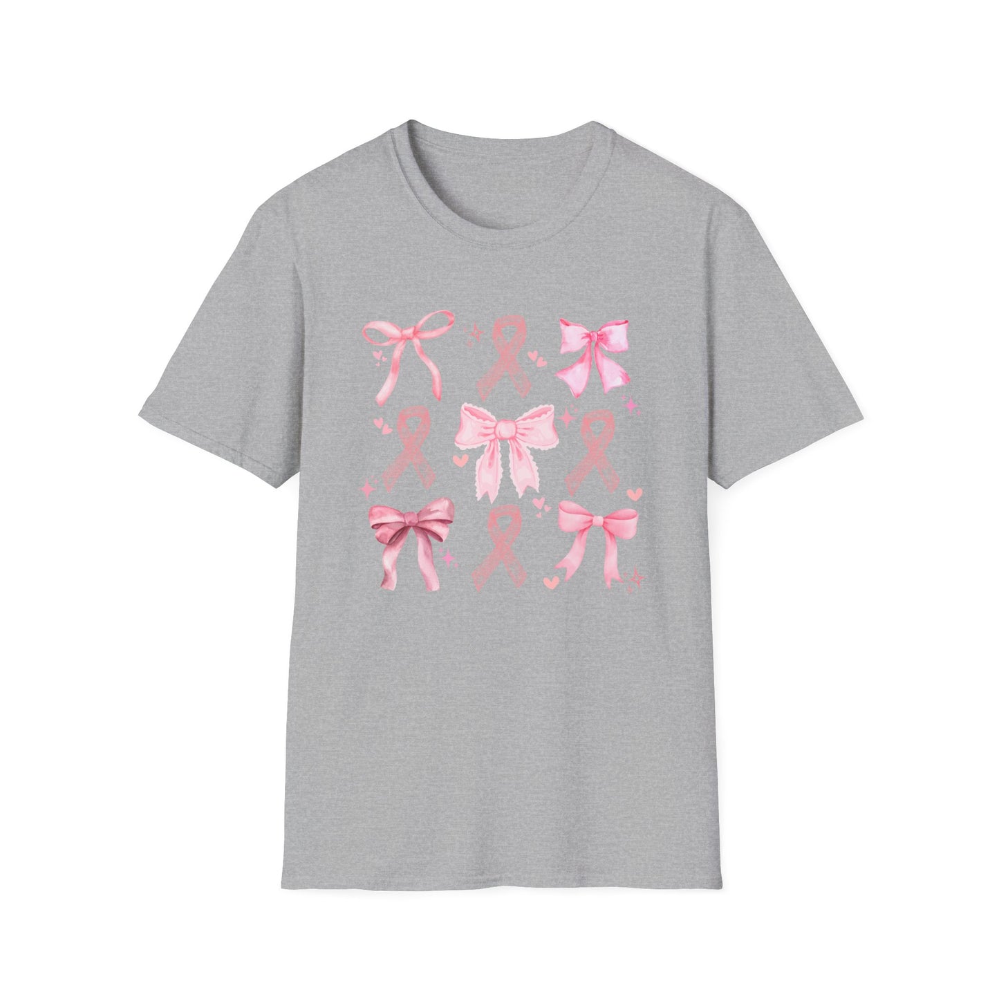 Breast Cancer Bows Awareness Tee, Unisex Softstyle T-Shirt