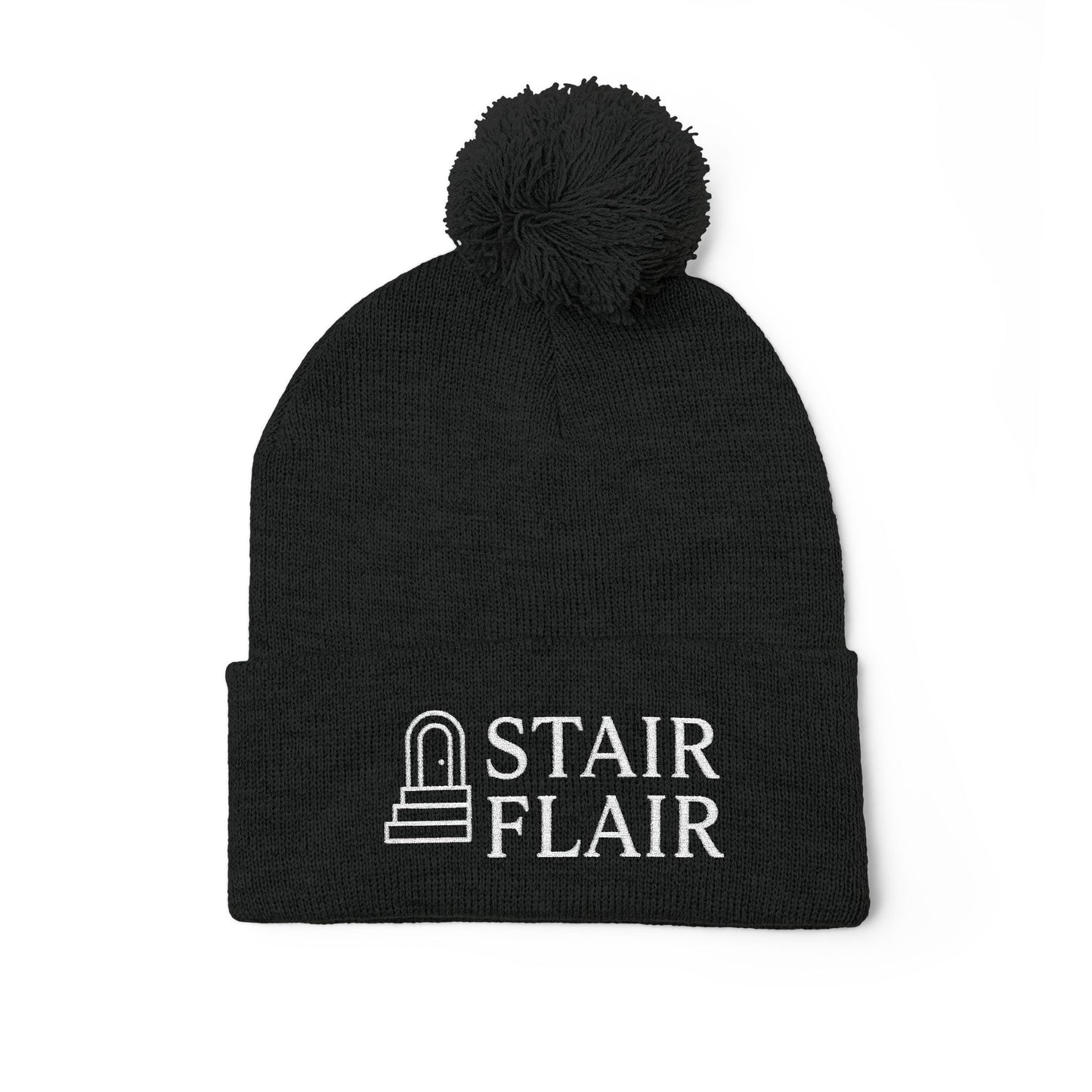 Stair Flair Embroidered Pom-Pom Knit Beanie- Personalized