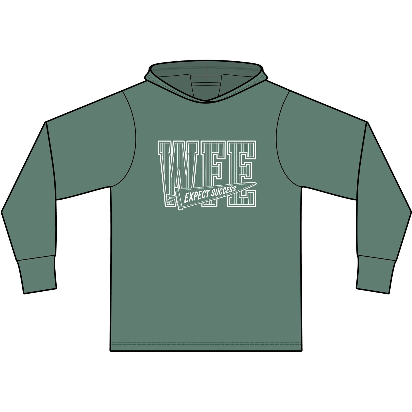 WFE Expect Success Pennant Logo — Garment-Dyed Pullover Hooded Tee