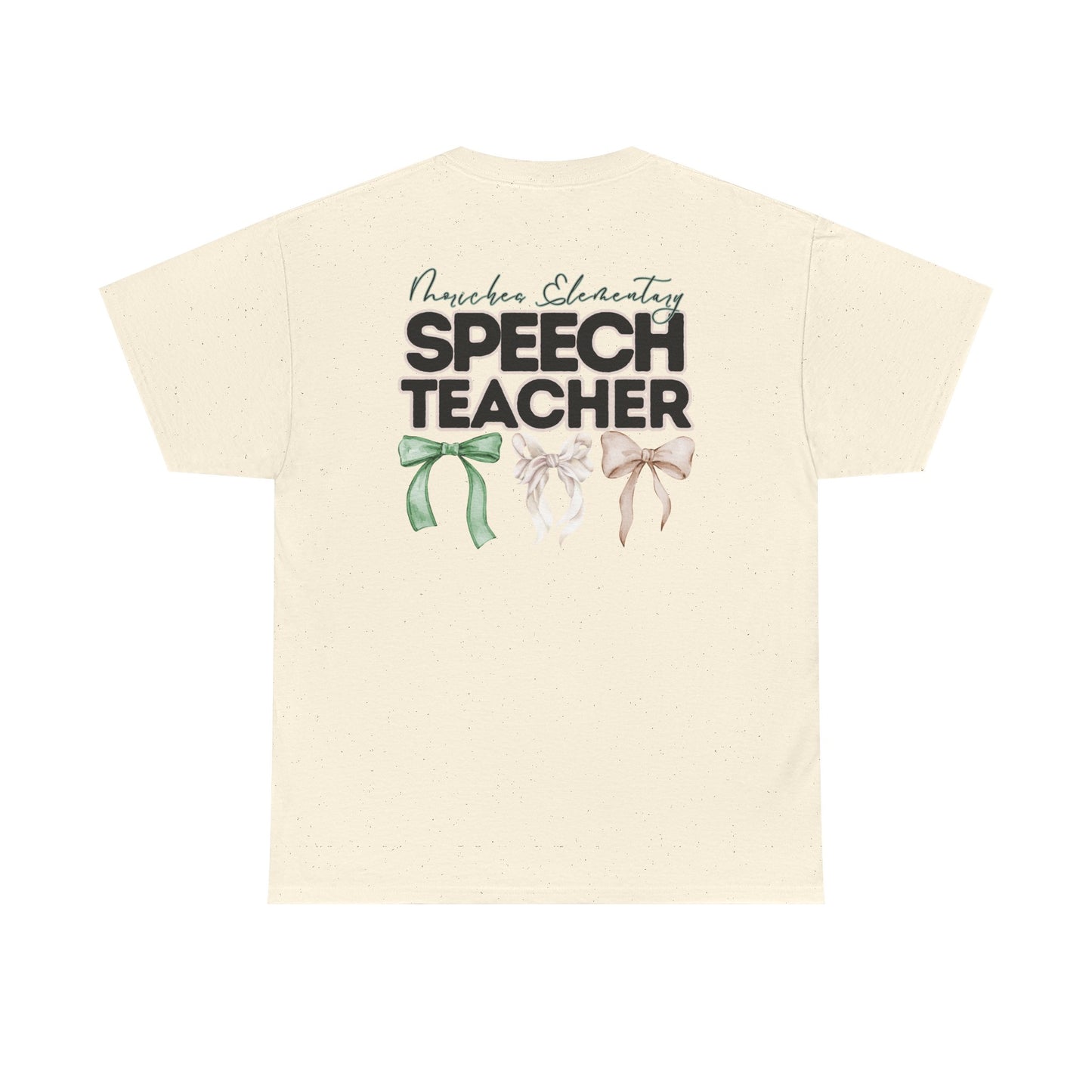 Moriches Speech Teacher and Bows- Unisex Heavy Cotton Tee with Bow Design