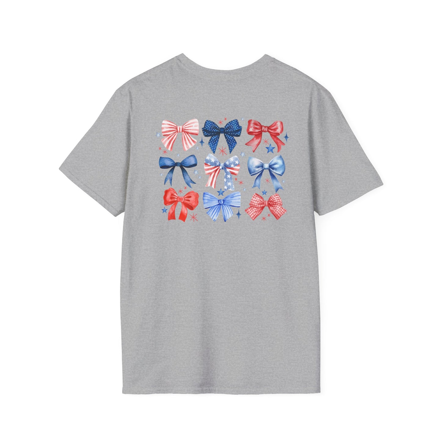 Flag Day Unisex Softstyle T-Shirt with Woodhull Shines Bright in Stars + Stripes Design- Holiday