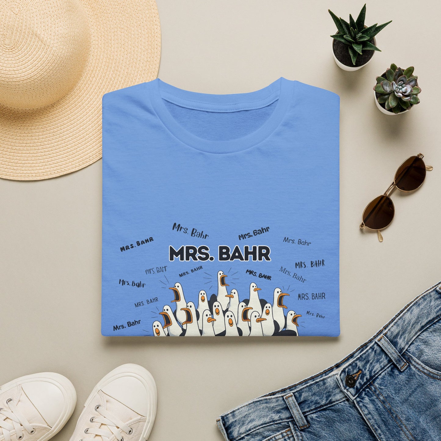 Mrs. Bahr - Seagull Crew Graphic T-Shirt — Personalized