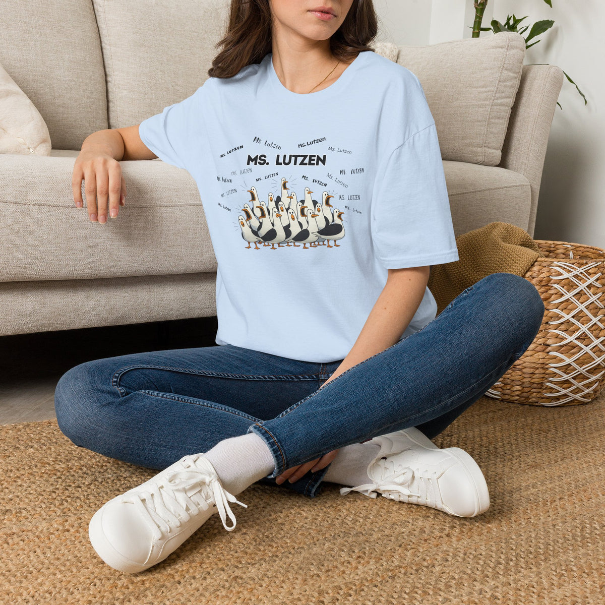 Ms. Lutzen- Seagull Crew Graphic T-Shirt — Personalized