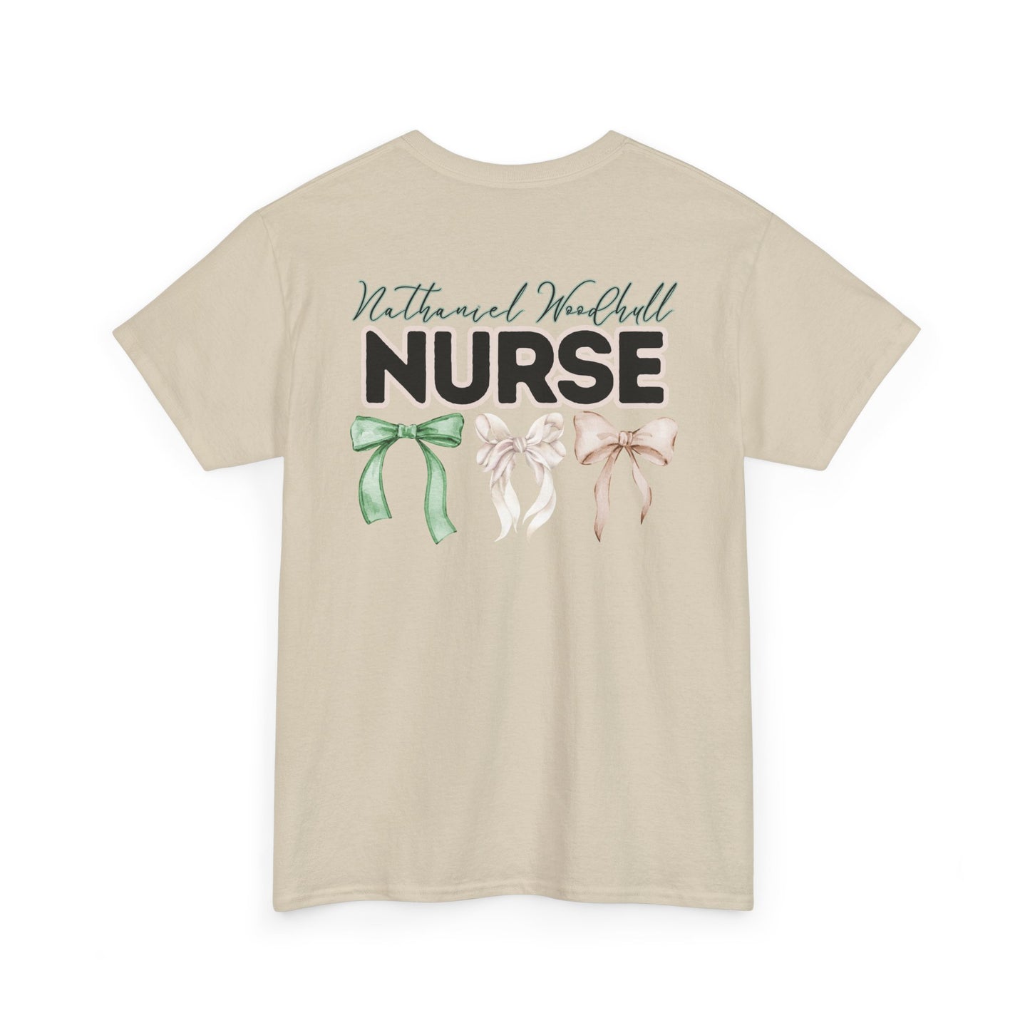 Woodhull Nurse and Bows- Unisex Heavy Cotton Tee with Bow Design