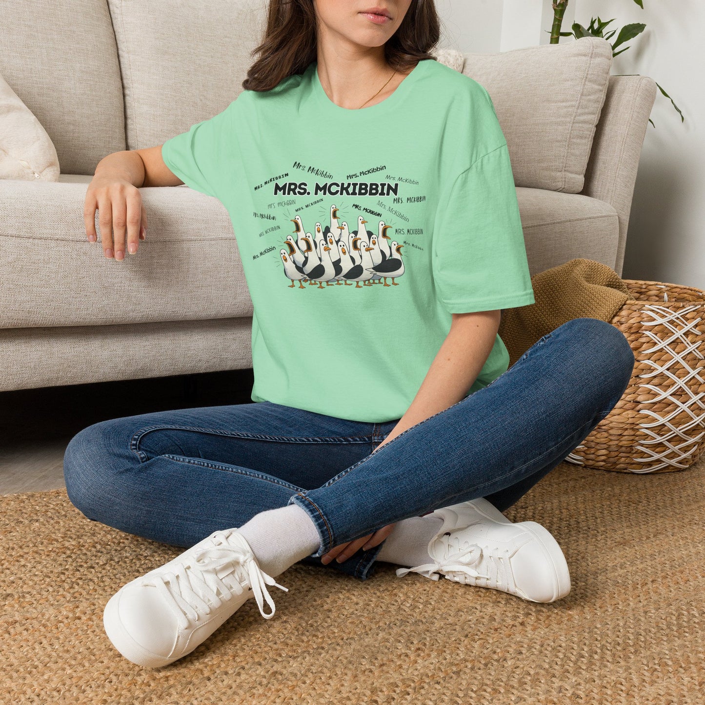 Mrs. McKibbin- Seagull Crew Graphic T-Shirt — Personalized