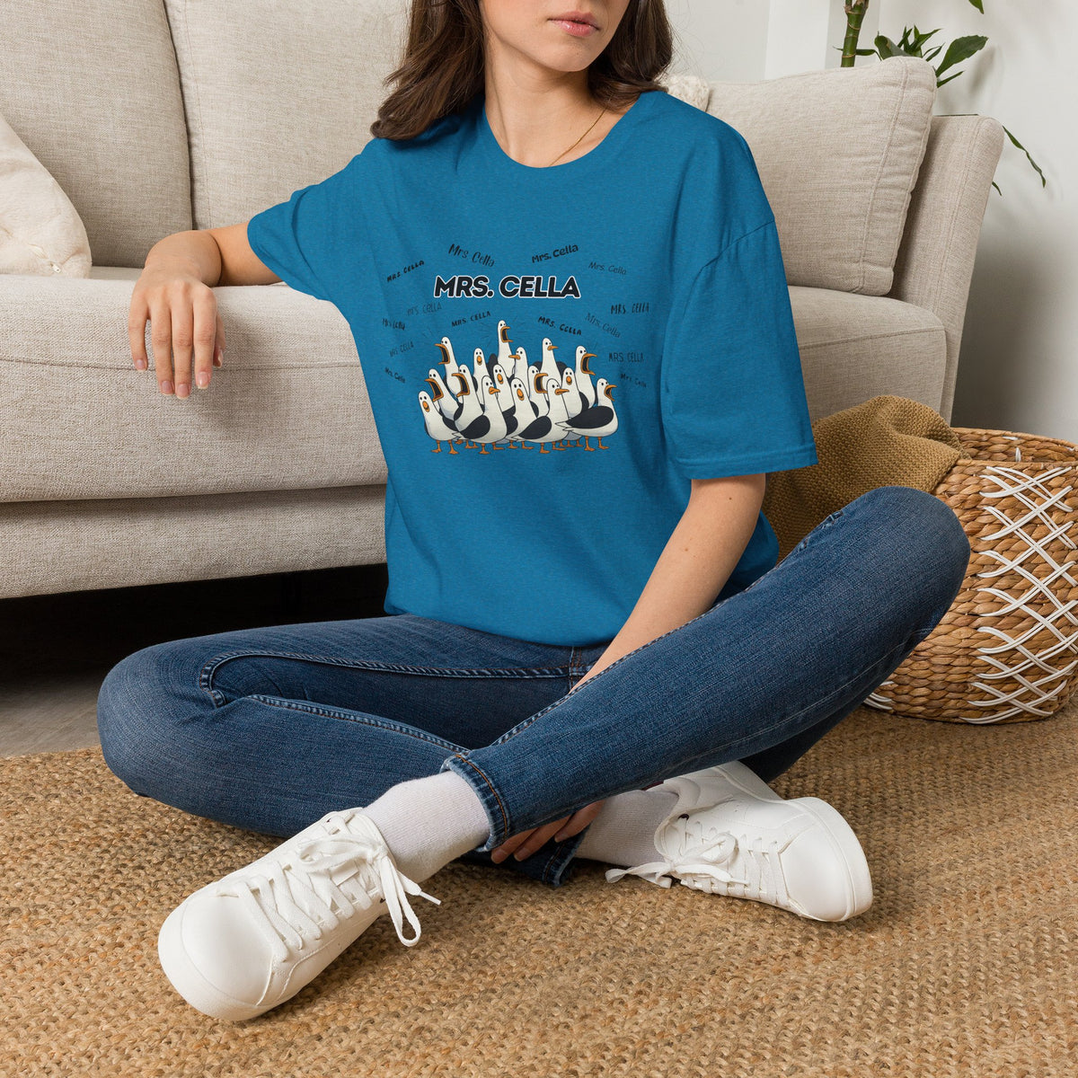 Mrs. Cella- Seagull Crew Graphic T-Shirt — Personalized