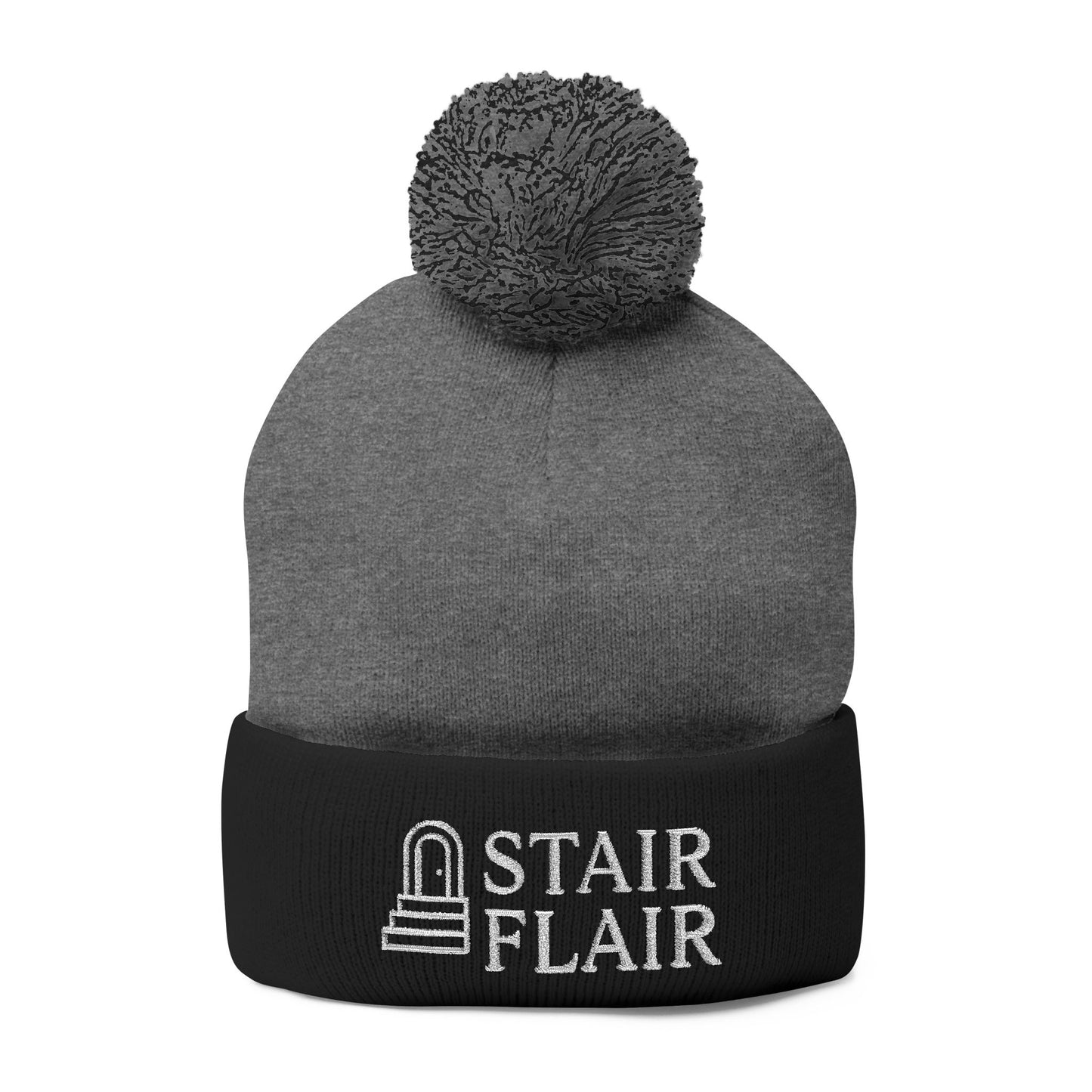 Stair Flair Embroidered Pom-Pom Knit Beanie- Personalized