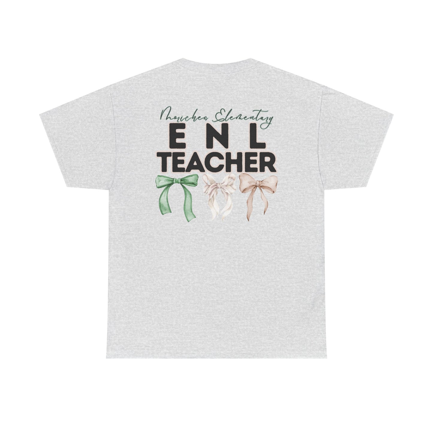 Moriches ENL Teacher and Bows- Unisex Heavy Cotton Tee with Bow Design