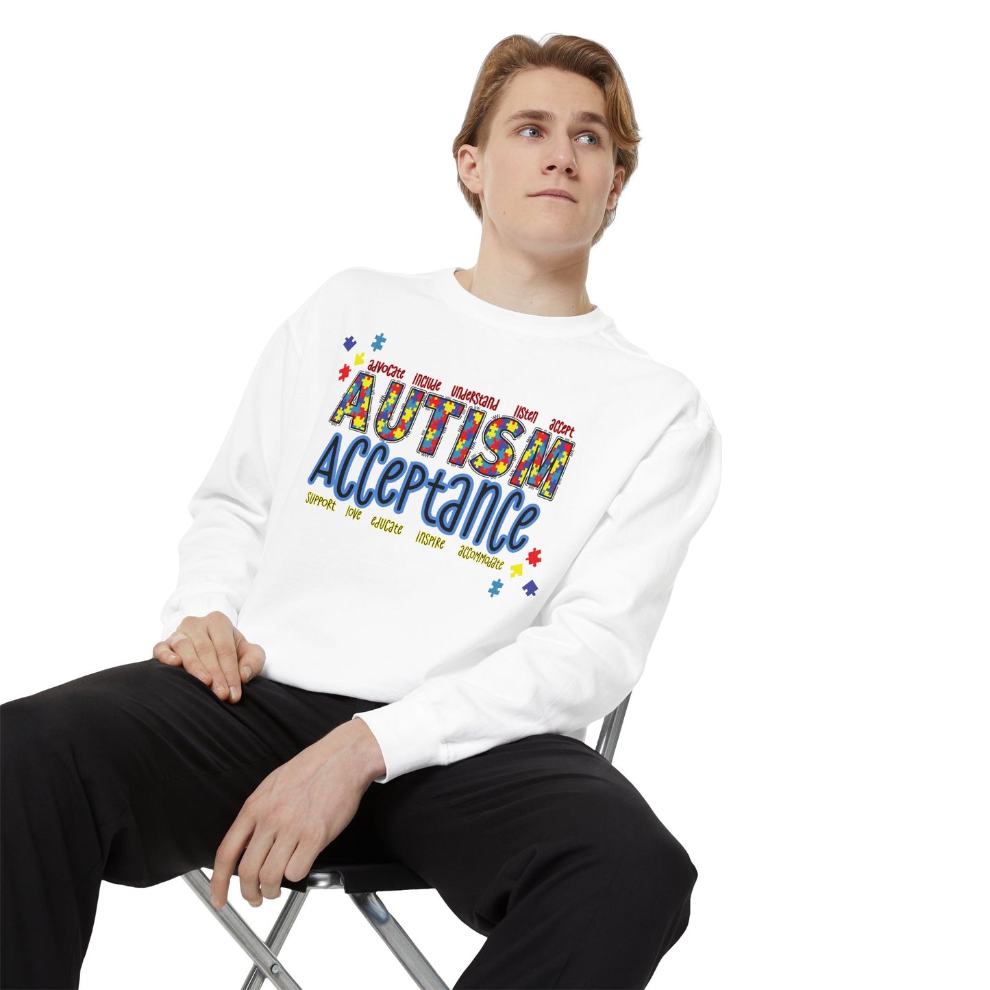 Autism Acceptance Puzzle Piece Sweatshirt — Awareness Collection