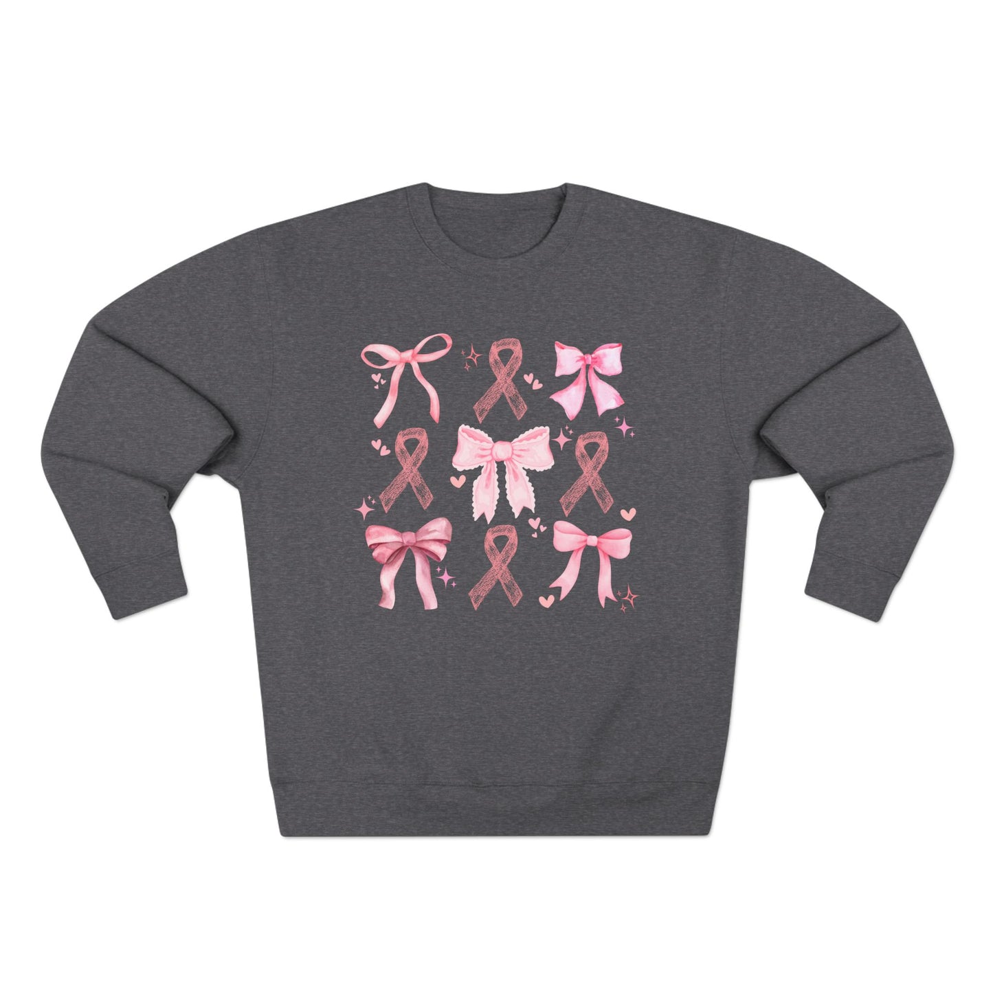 Breast Cancer Ribbon and Bows- Awareness Unisex Crewneck Sweatshirt