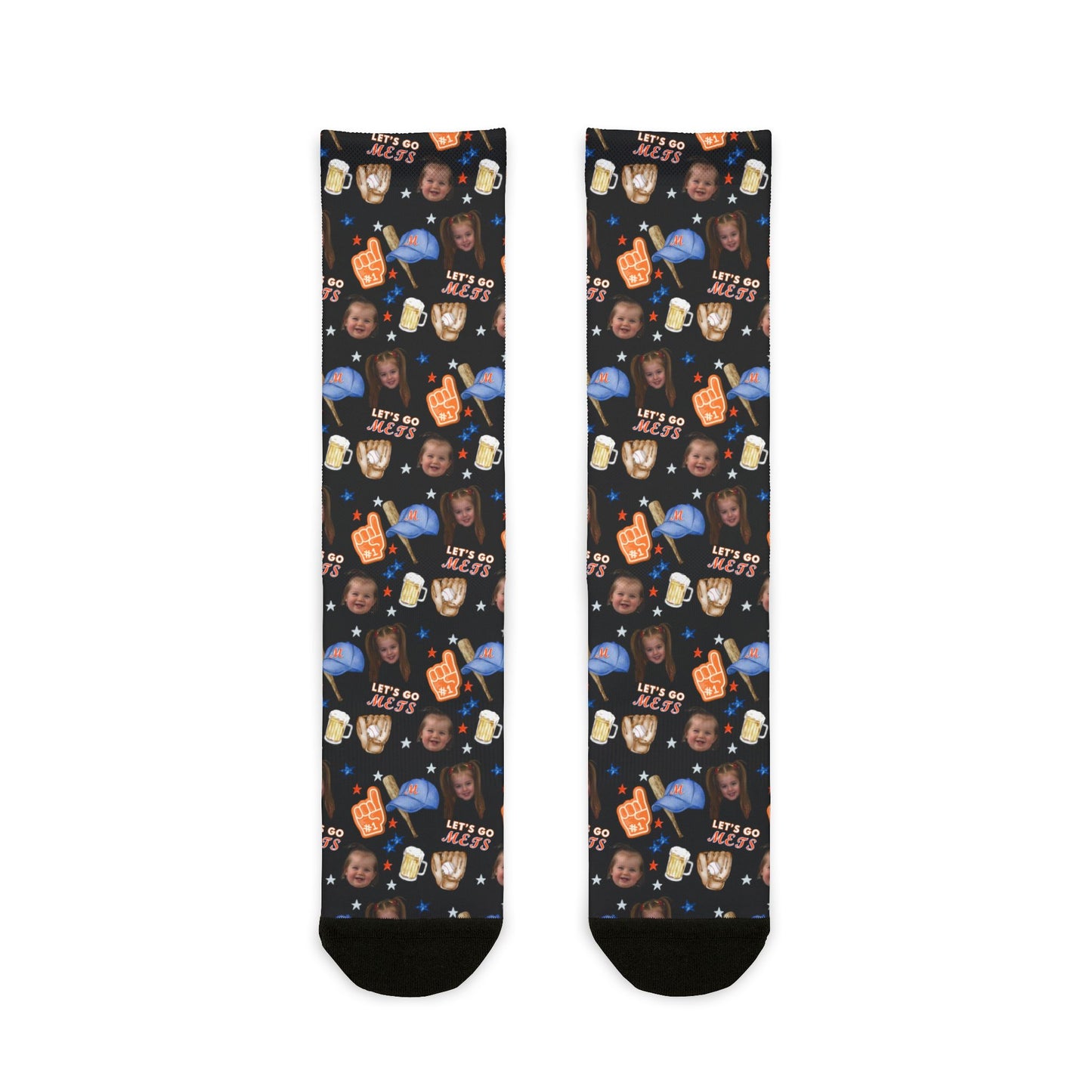 Paige- Mets Socks- Personalized Face- Crew Socks