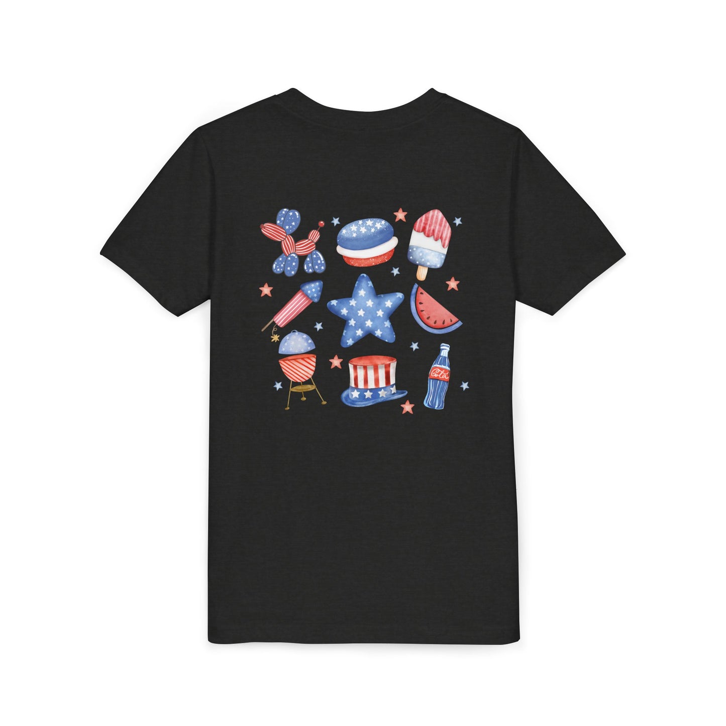 Stars, Stripes & Snacks Youth Tee for Kids, USA - Kids Short Sleeve Shirt, Holiday Mini