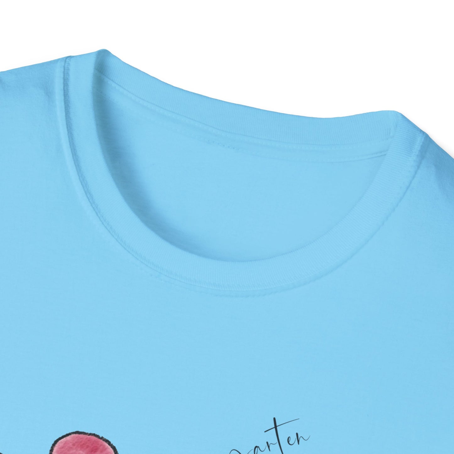 Kindergarten-Checkered Bow + Pencil- Teacher Tee- Softstyle Unisex Tee