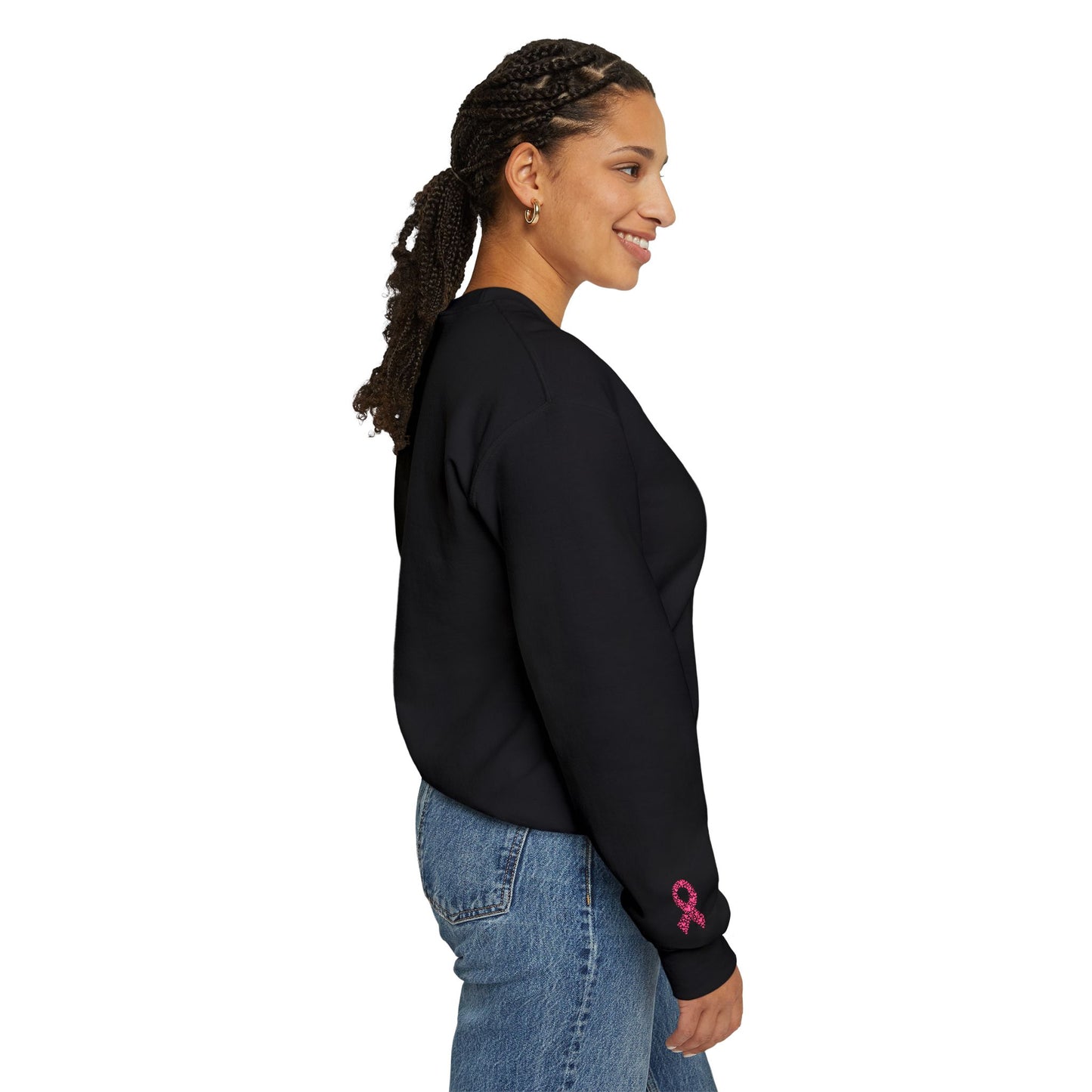 Embroidered Pink Ribbon Awareness Sweatshirt - Cozy Unisex Crewneck