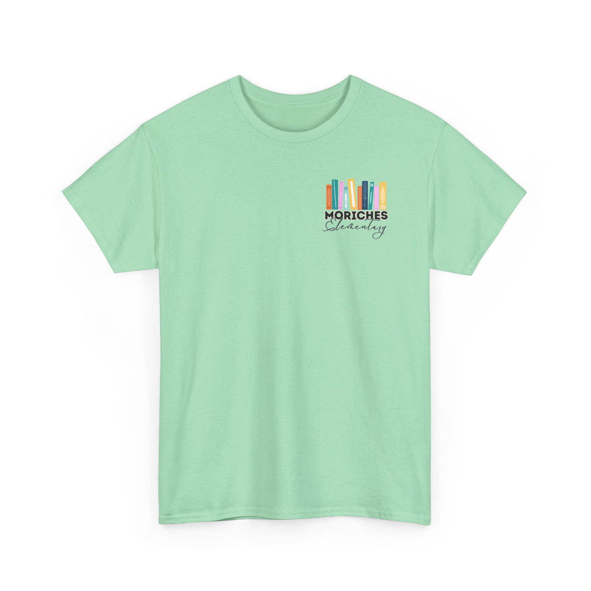 Moriches Reading Teacher with Books 2- Unisex Heavy Cotton Tee