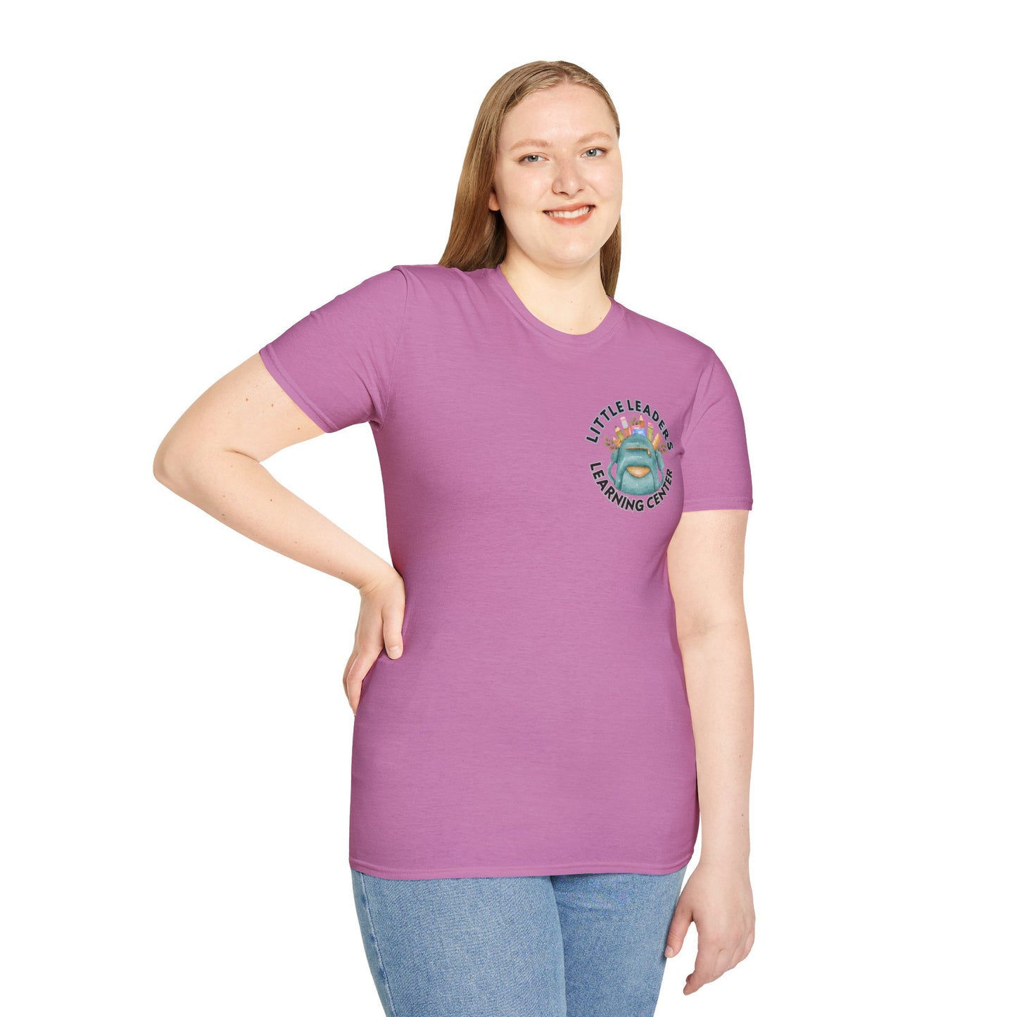 Little Leaders Teacher w/ Backpack Design Unisex Softstyle T-Shirt