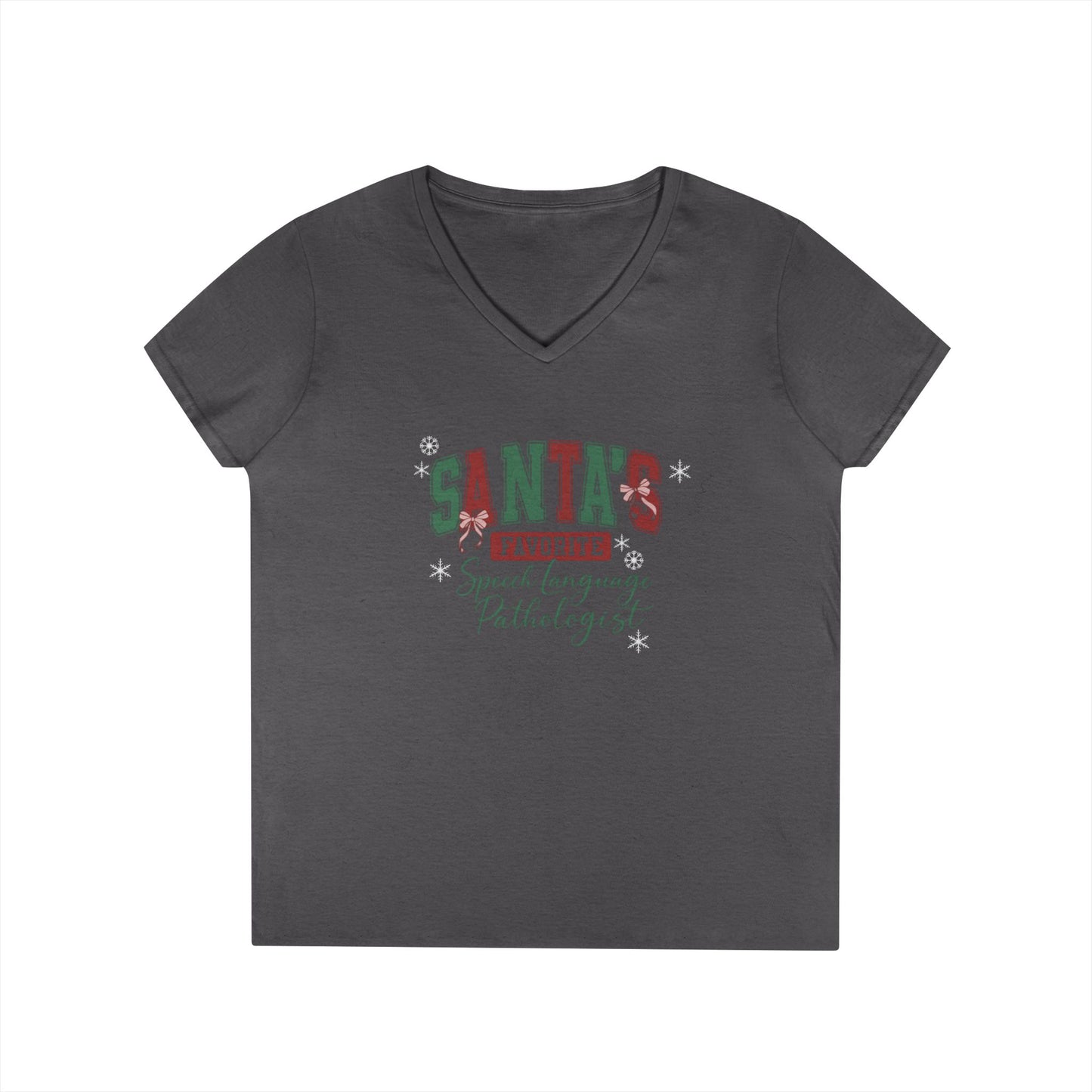 Santa’s Favorite Speech Language Pathologist- Christmas V-Neck Tee
