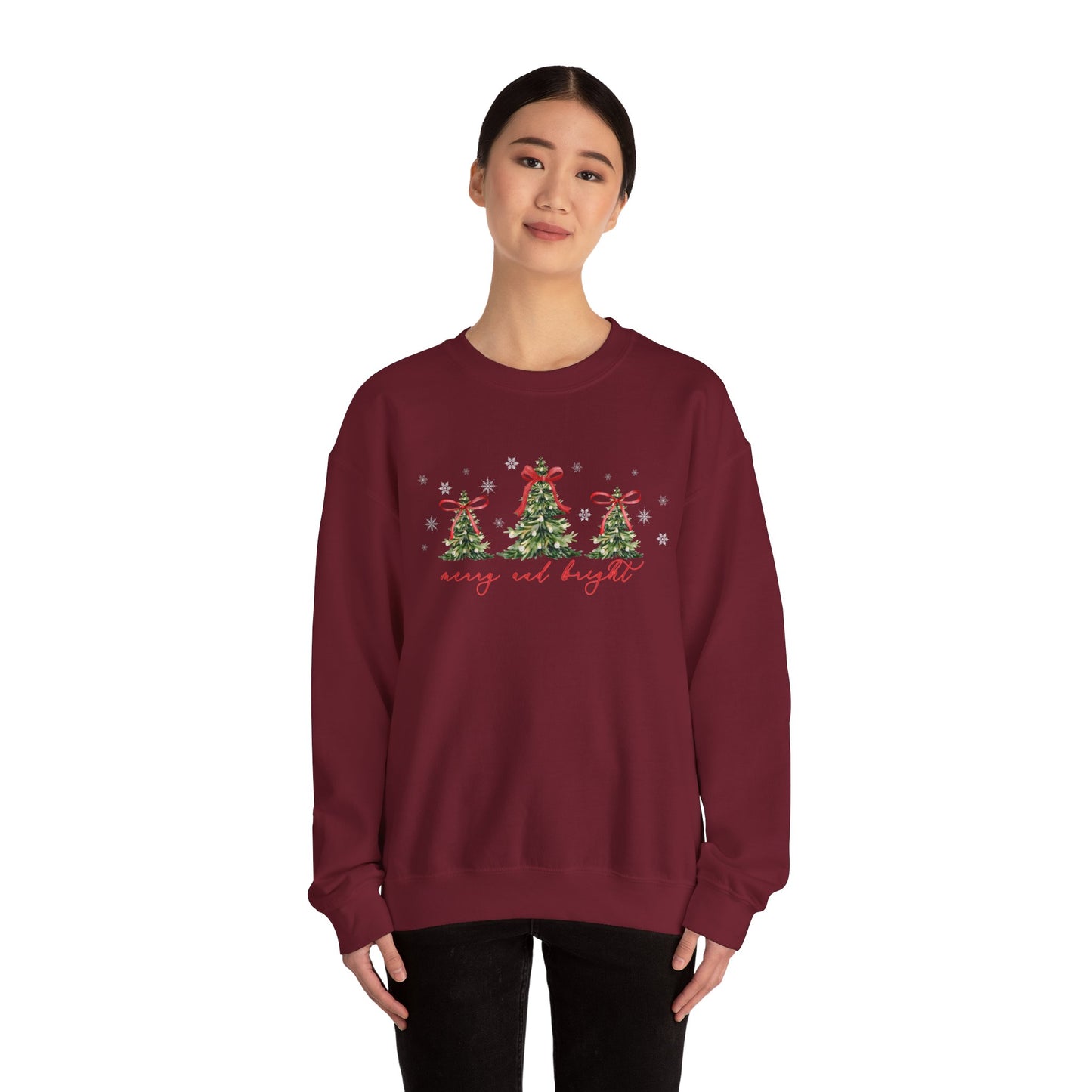 Christmas Trees "Merry and Bright" Christmas Crewneck
