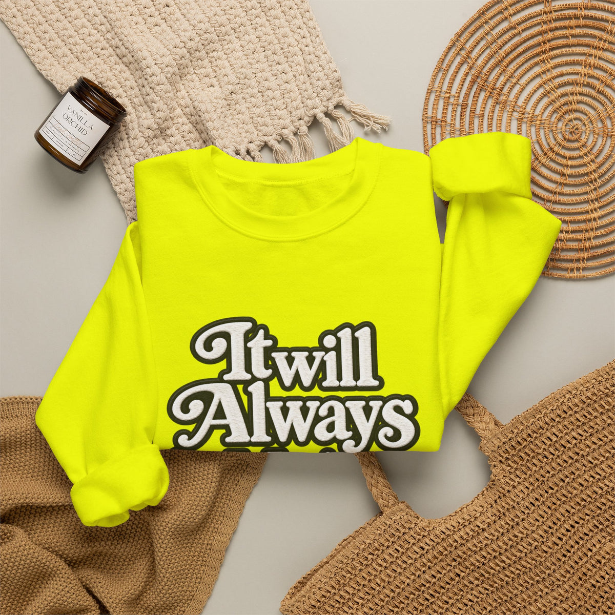 "Moriches or Nowhere" w/ apple- LARGE FRONT Crewneck Sweatshirt