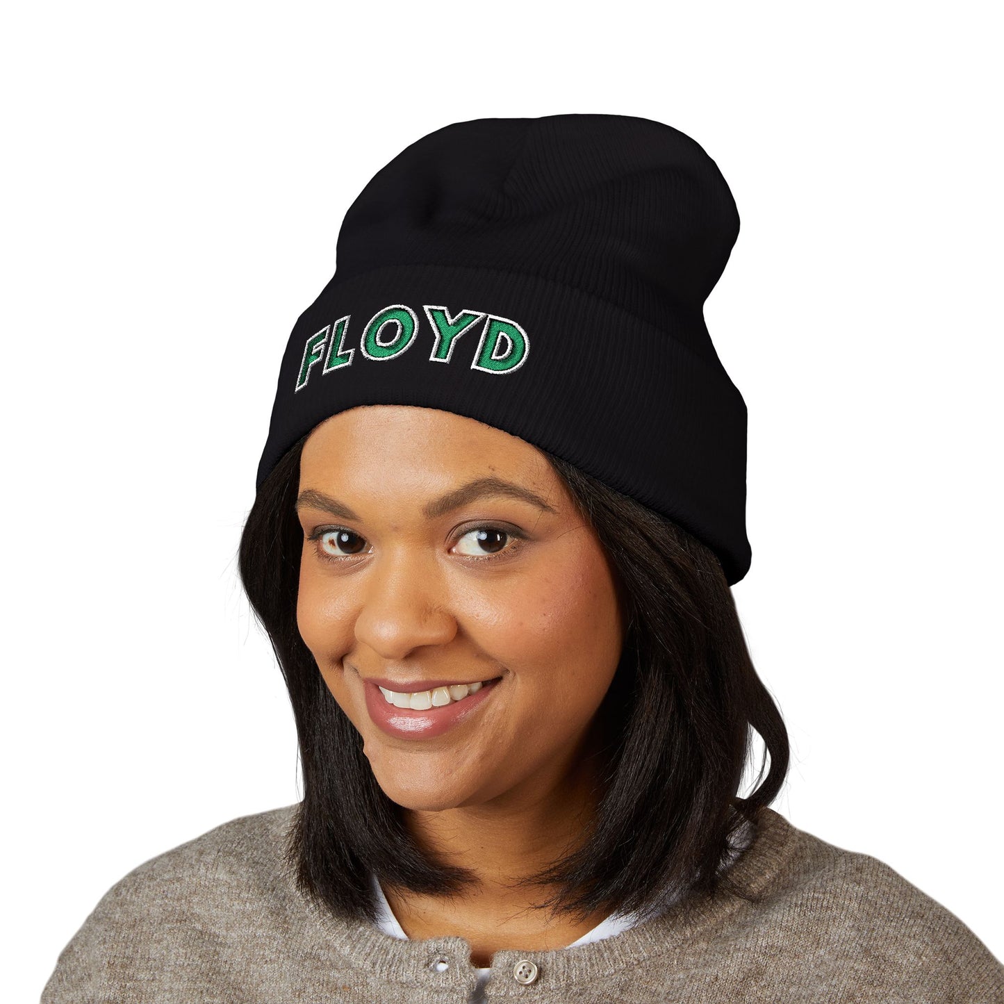 Embroidered 'FLOYD' Cuffed Beanie