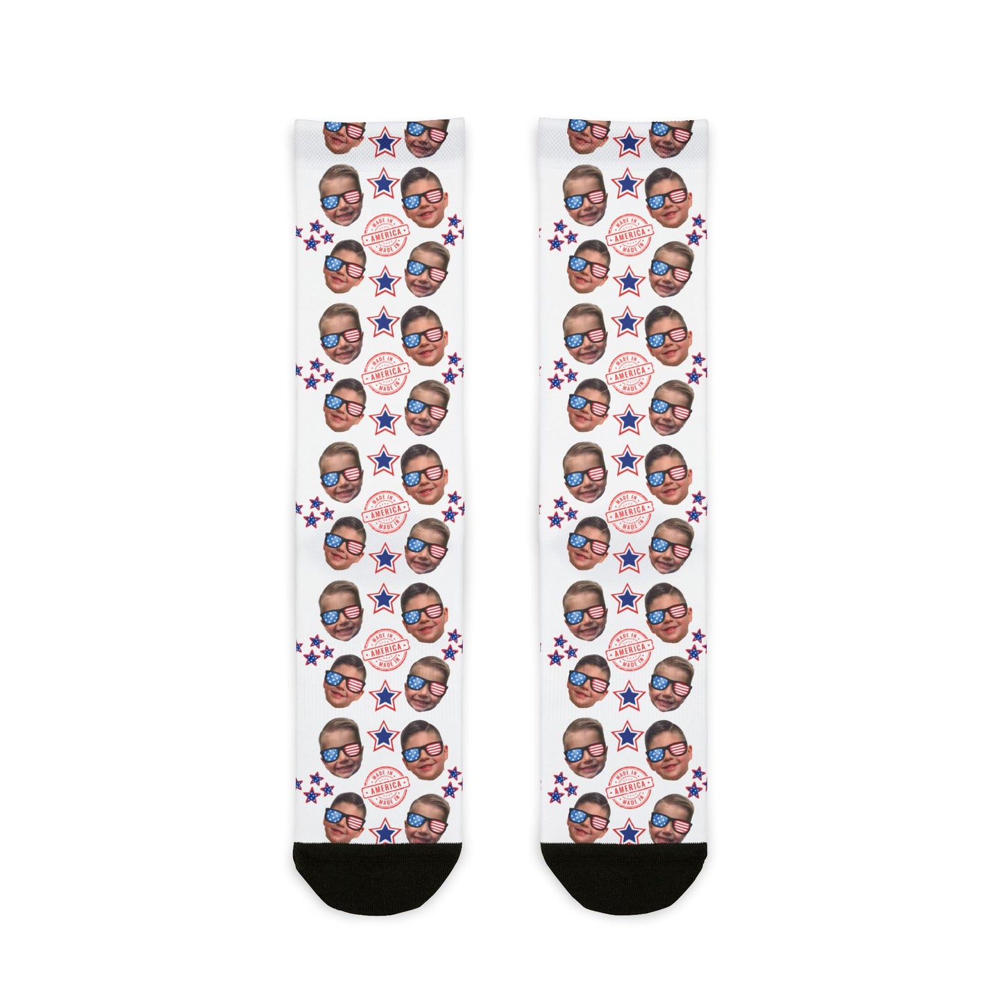Fatherhood Baseball Socks- Personalized Face- Crew Socks with Star Design