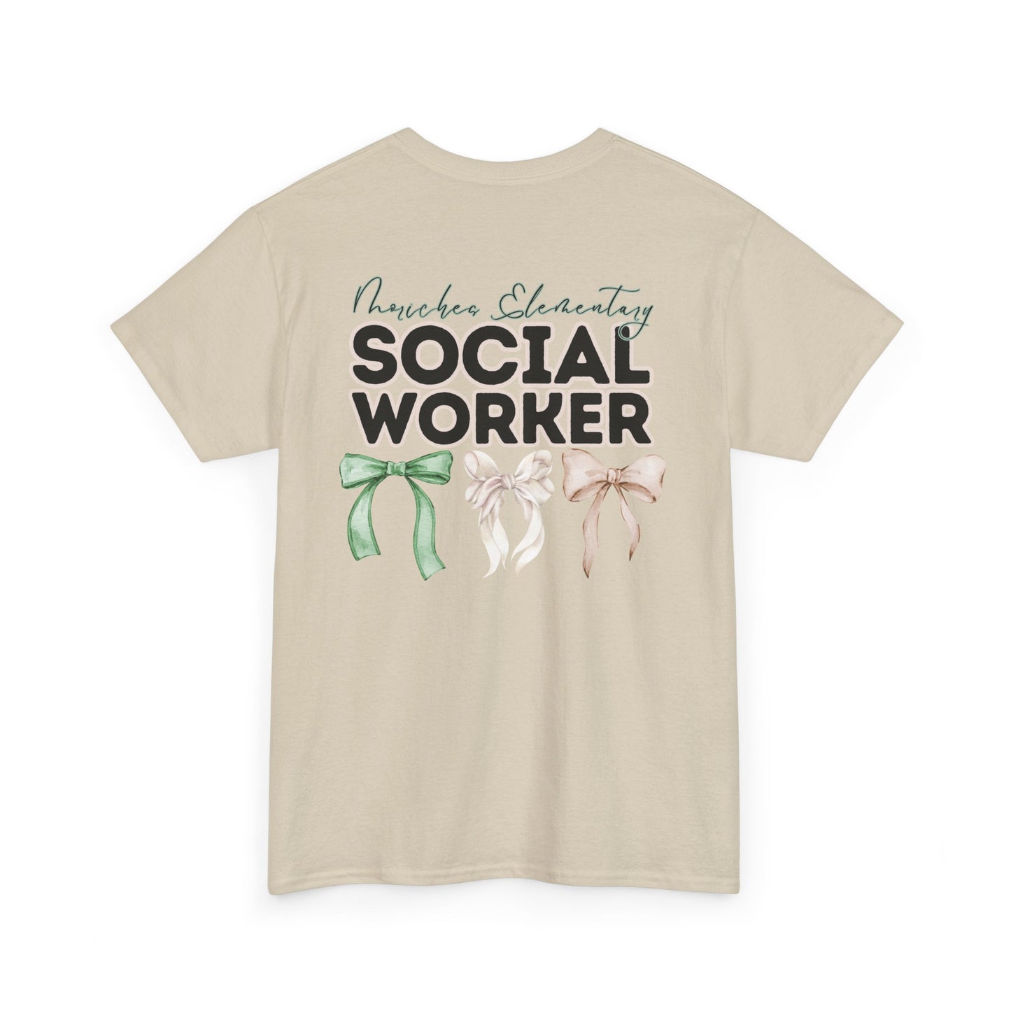 Moriches Social Worker and Bows- Unisex Heavy Cotton Tee with Bow Design