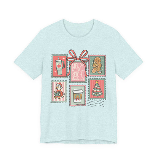 Merry Teacher, Bright Students— Christmas Unisex T‑Shirt