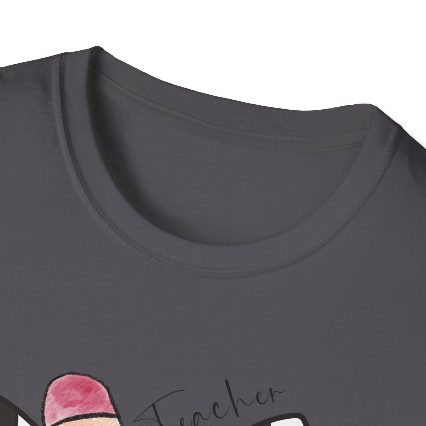Checkered Bow + Pencil- Teacher Tee- Softstyle Unisex Tee