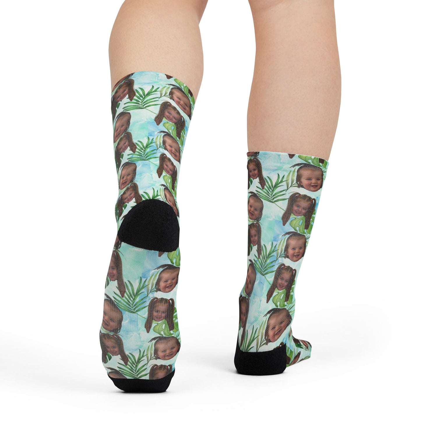 Paige- Hawaiian Socks- Personalized Face- Crew Socks