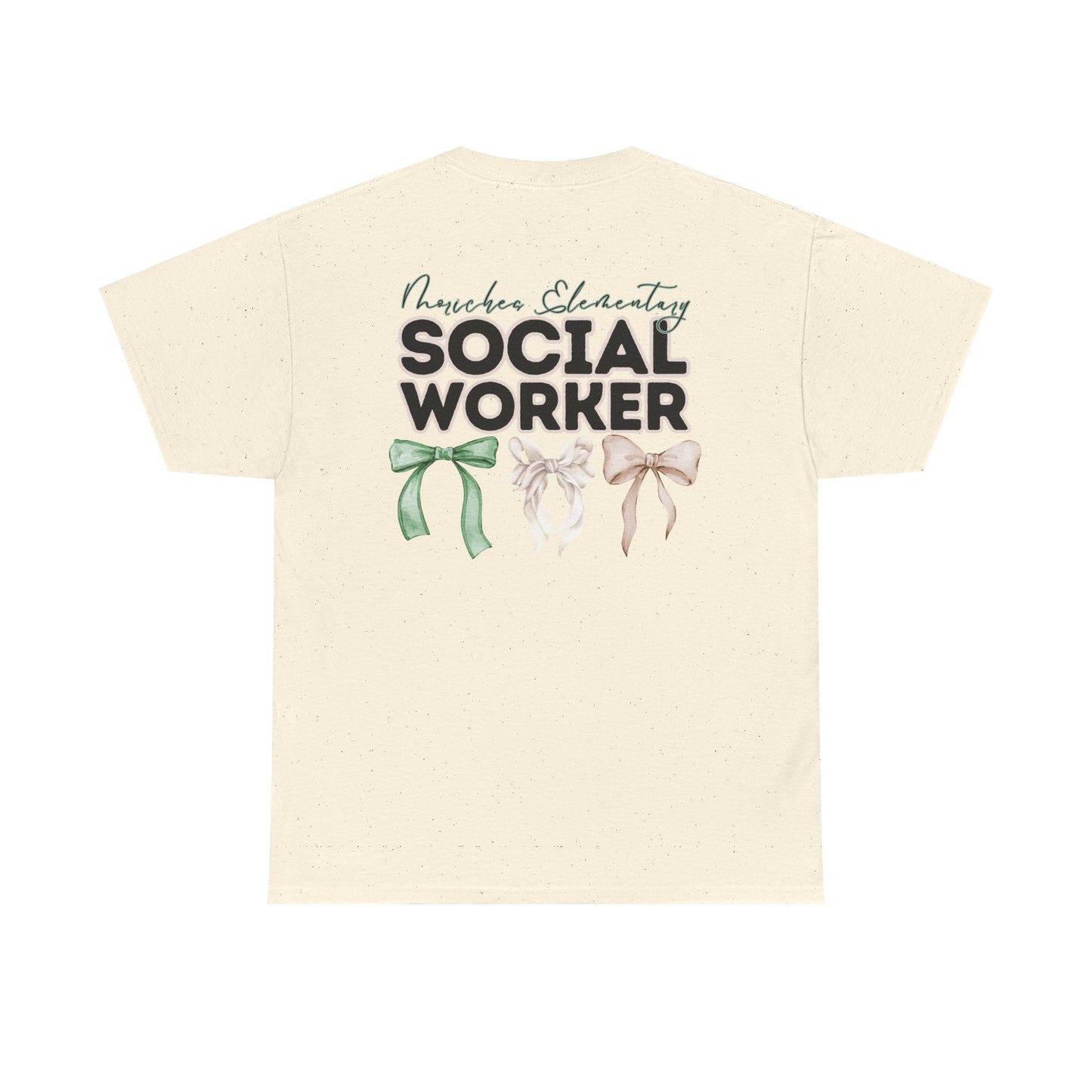 Moriches Social Worker and Bows- Unisex Heavy Cotton Tee with Bow Design