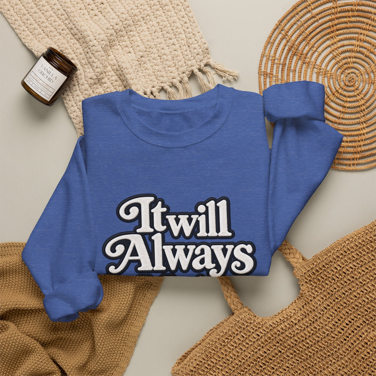 "Moriches or Nowhere" w/ apple- LARGE FRONT Crewneck Sweatshirt