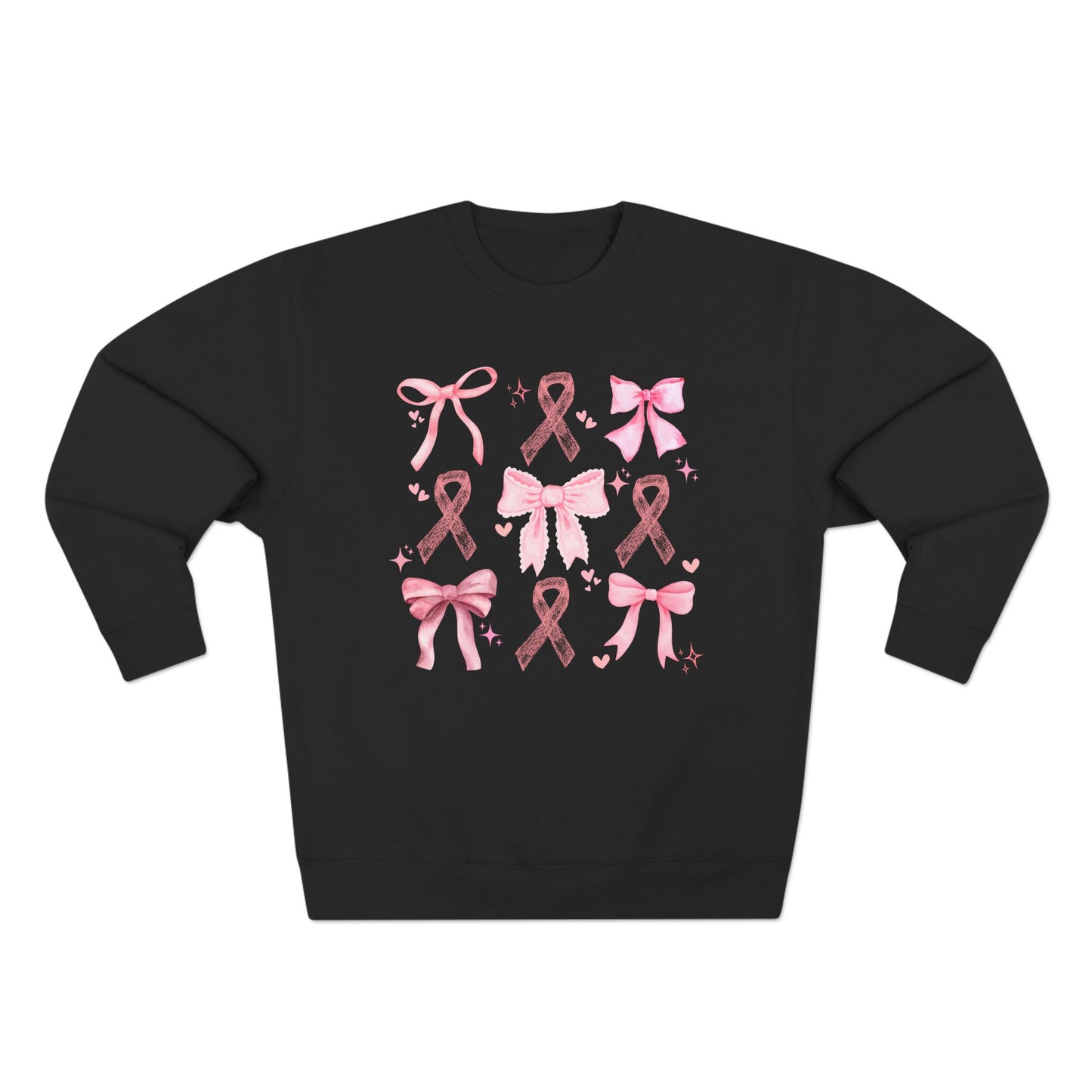 Breast Cancer Ribbon and Bows- Awareness Unisex Crewneck Sweatshirt