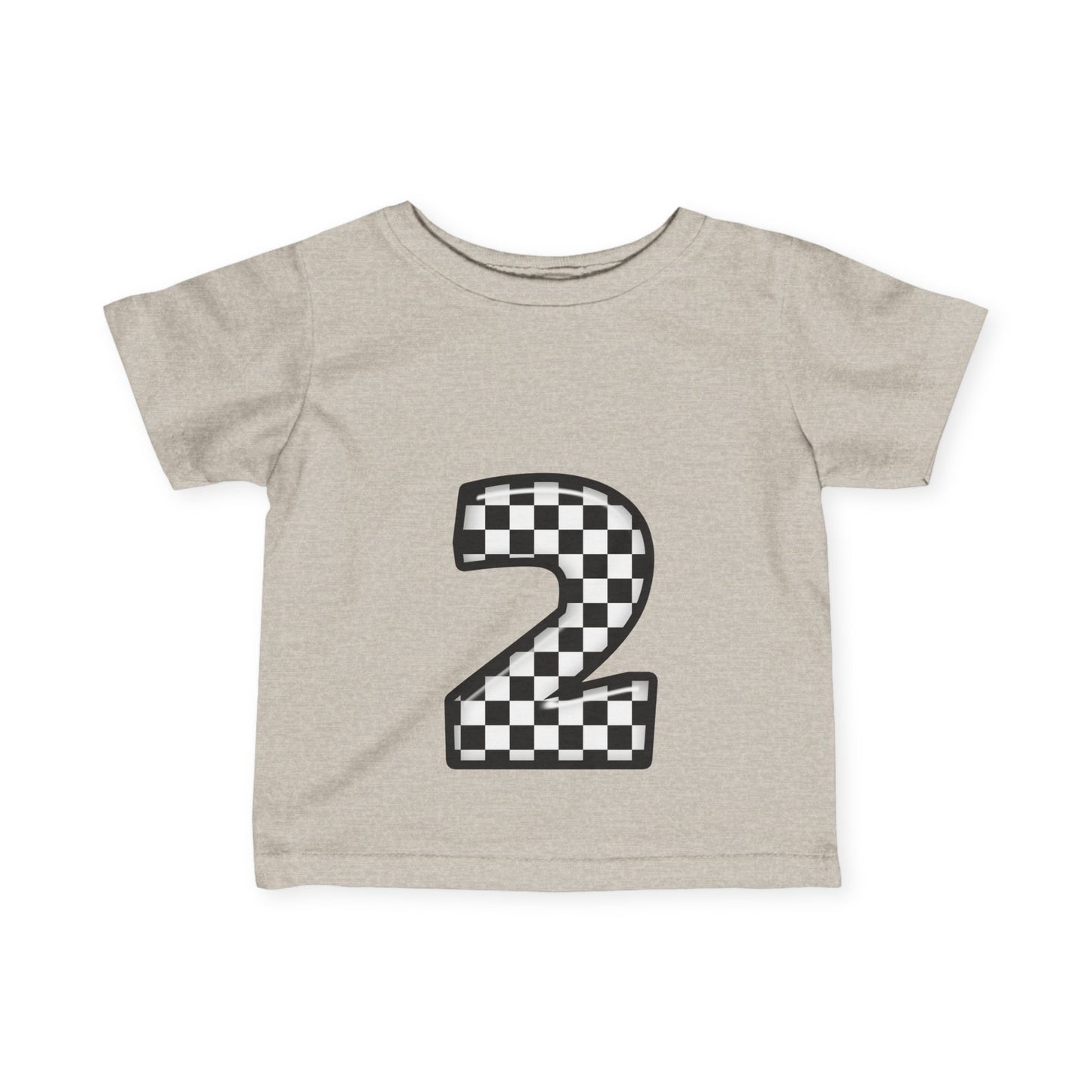 Mini-Checkered Number 2 Infant Jersey Tee - Perfect for Birthday Celebrations